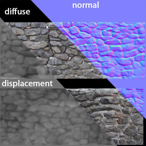 Stone Wall Low-poly 3D model_2