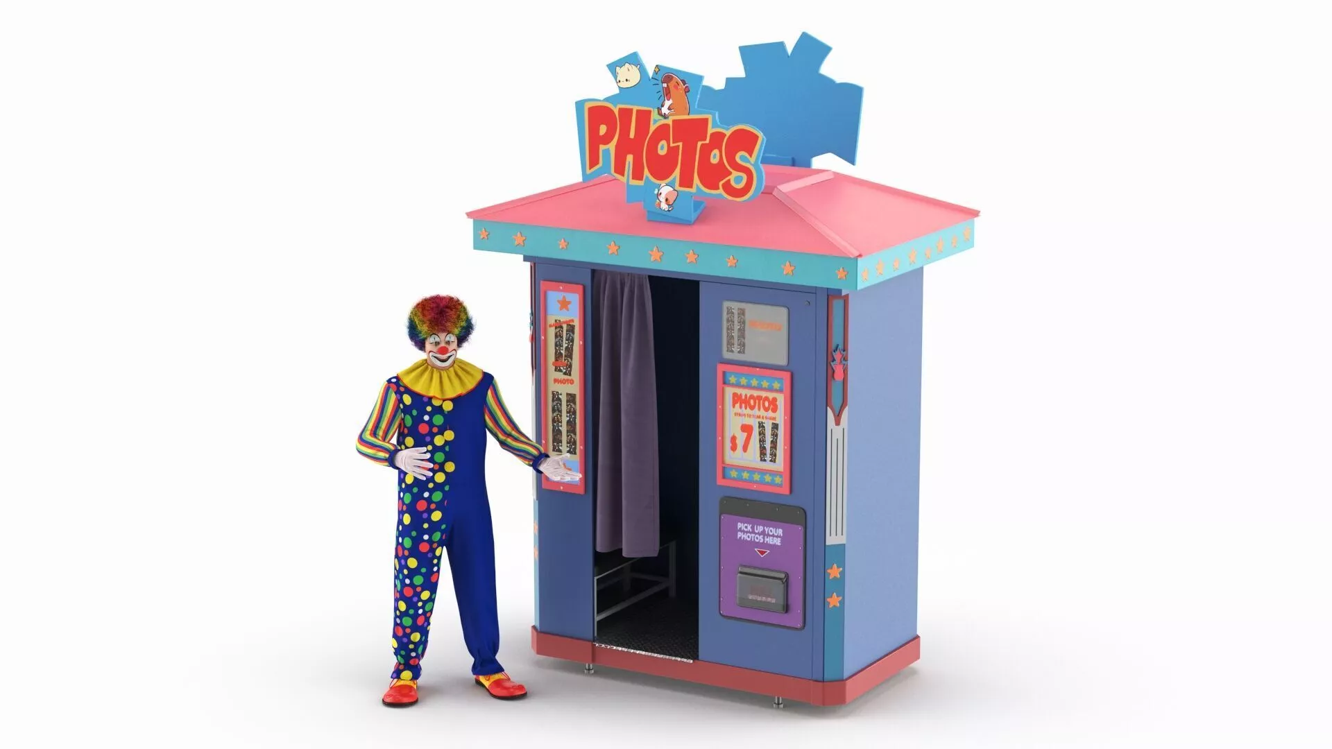 Clown with Disney Park Photo Booth Fur 3D model