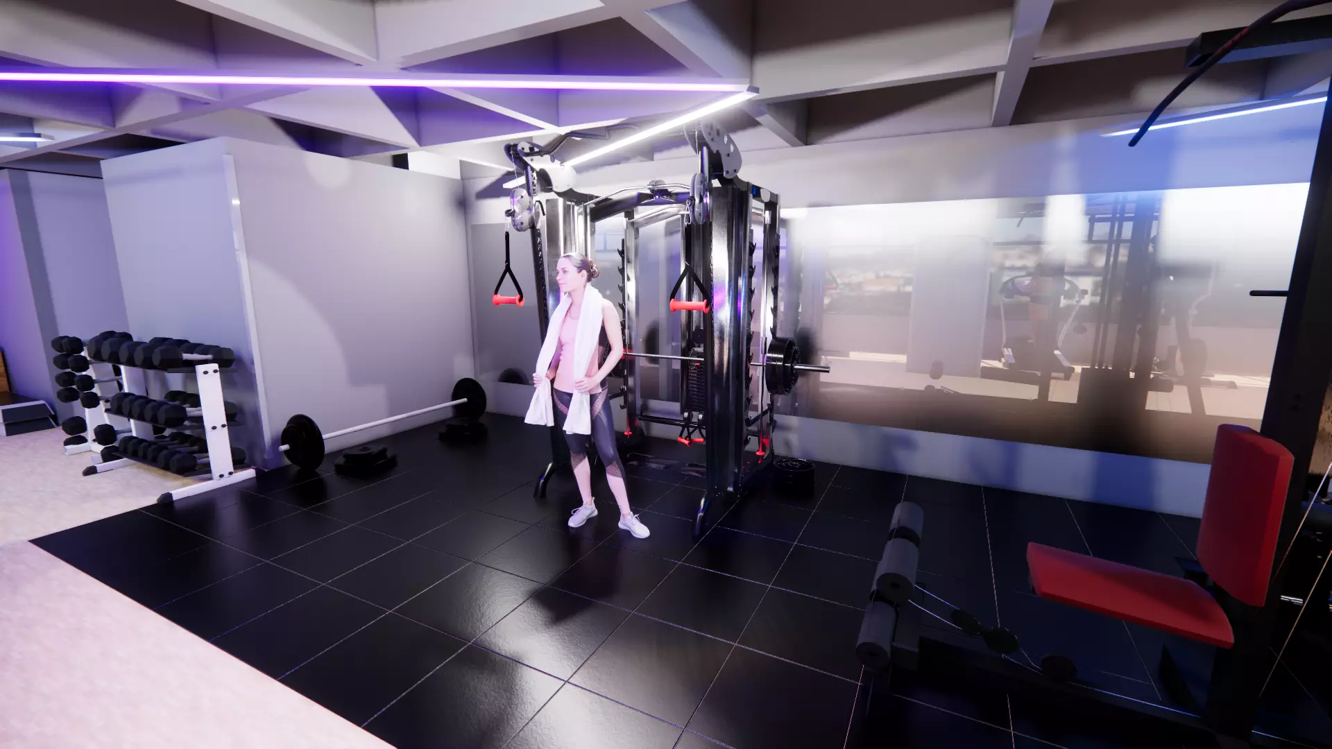 Modern Residential Gym Interior Low-poly 3D model