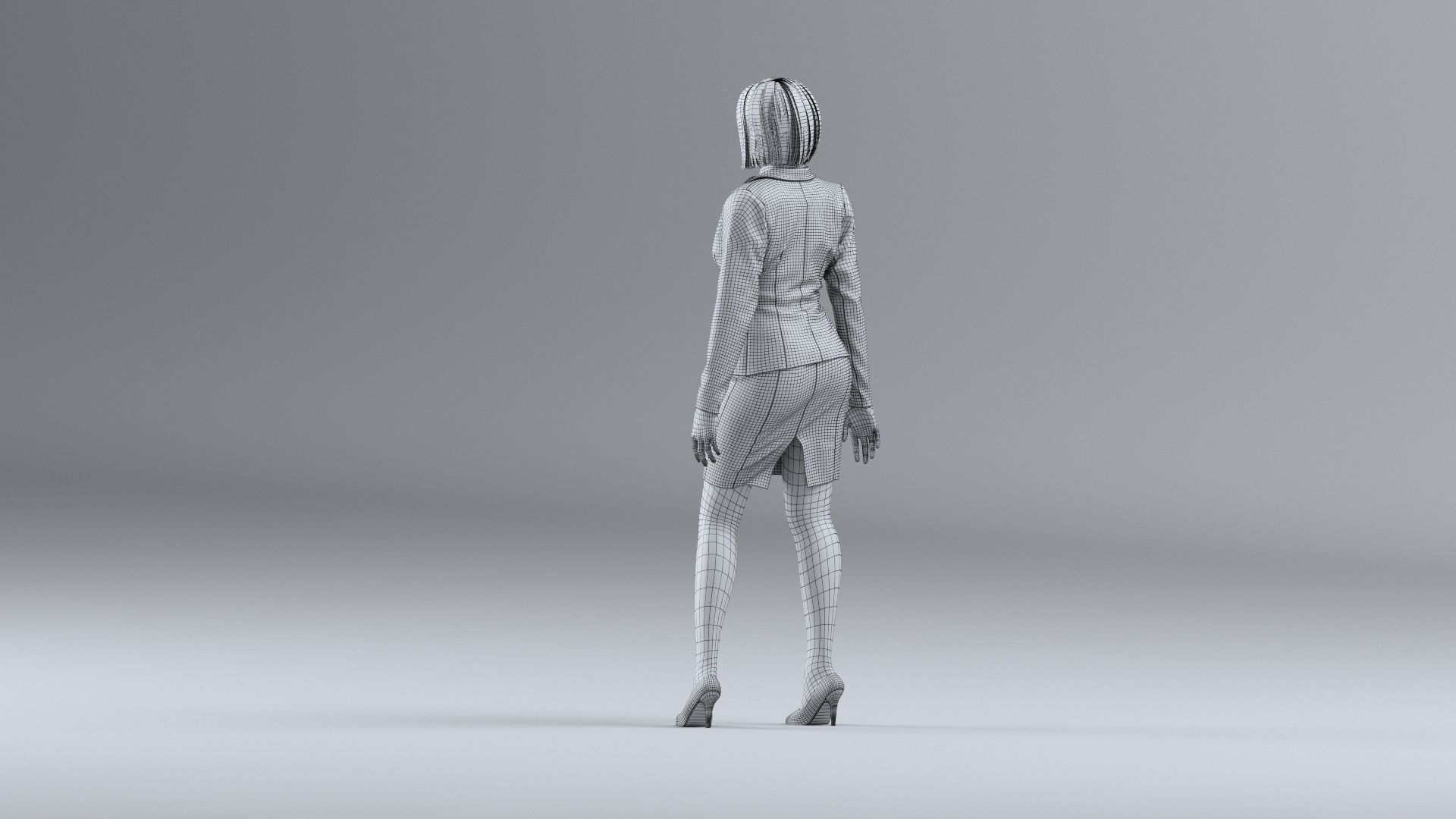office woman stand idle 3D model_9