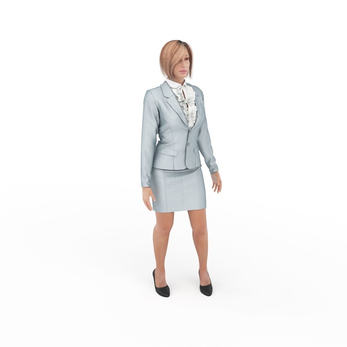 office woman stand idle 3D model_5