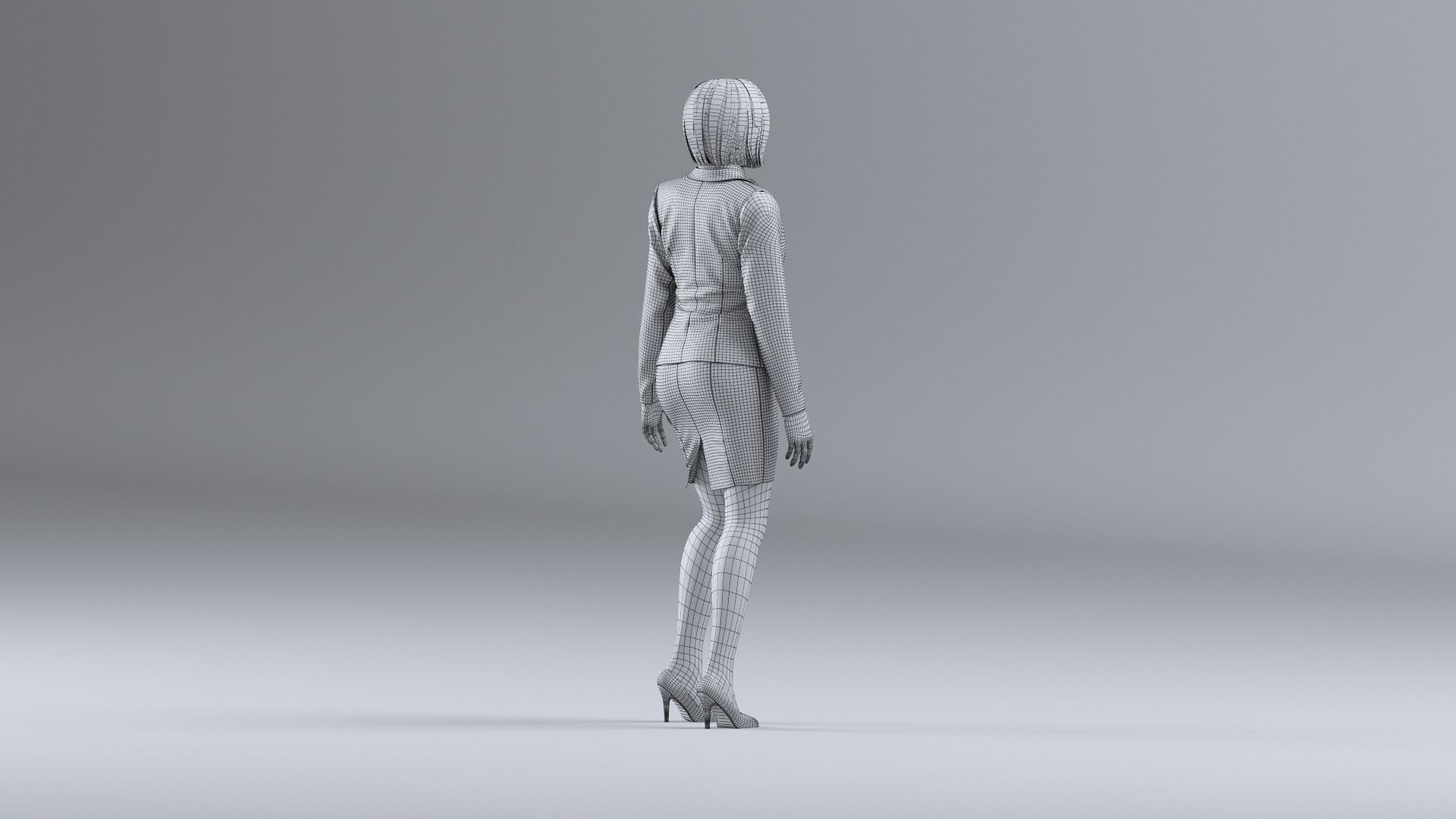 office woman stand idle 3D model_8