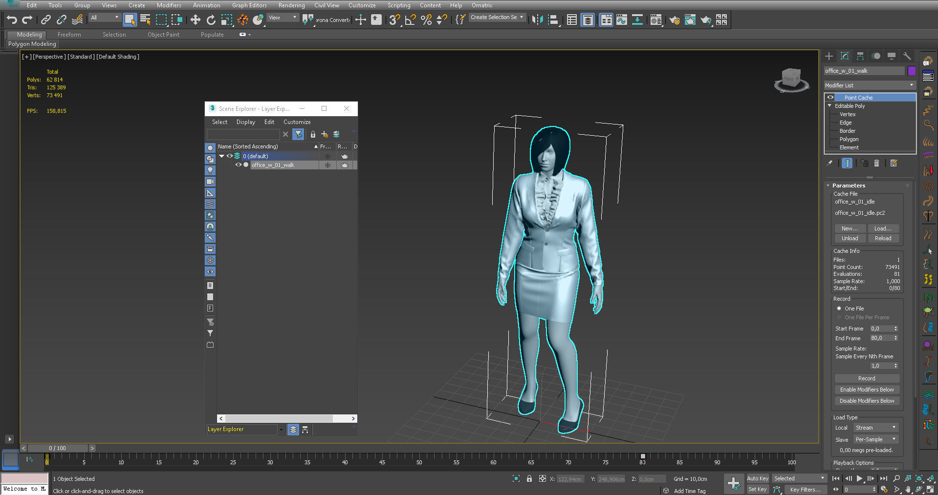 office woman stand idle 3D model_10