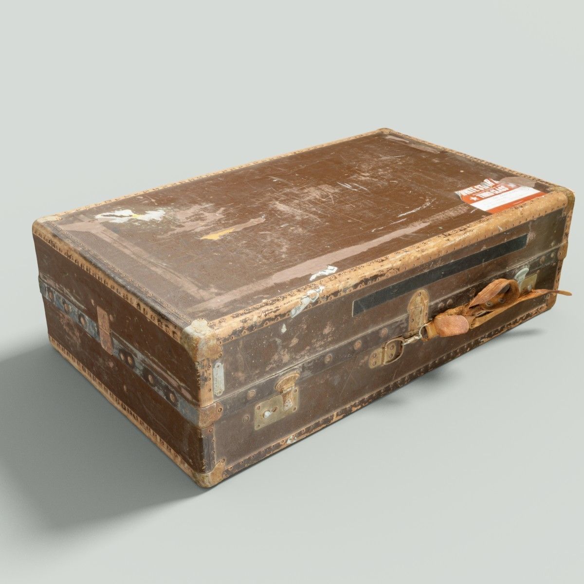12 Vintage Suitcases Retro Valise Collection Low-poly 3D model_37