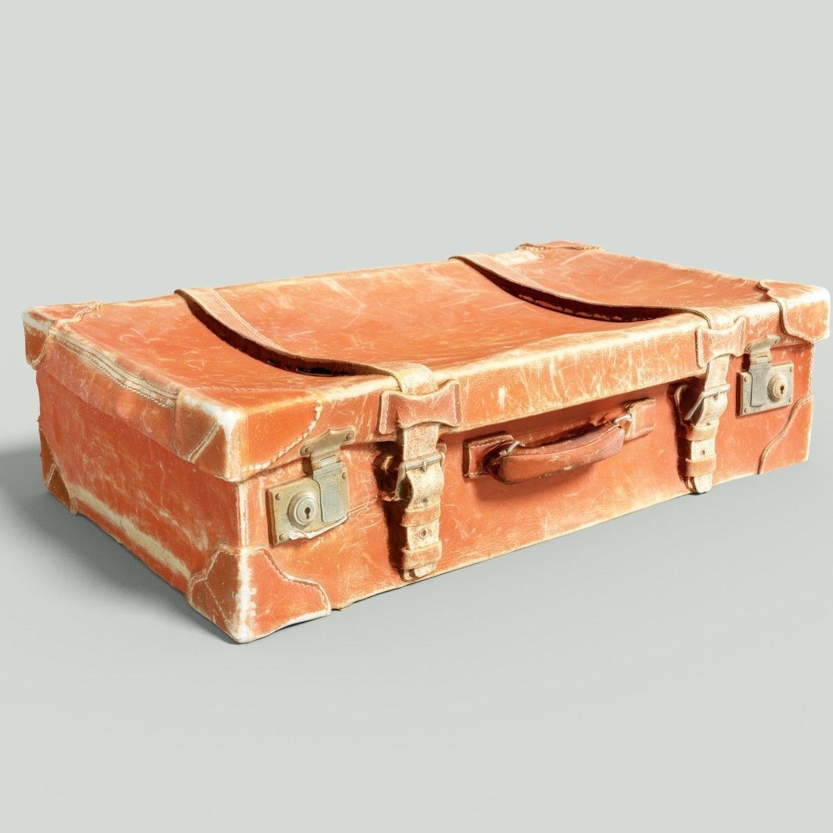 12 Vintage Suitcases Retro Valise Collection Low-poly 3D model_35