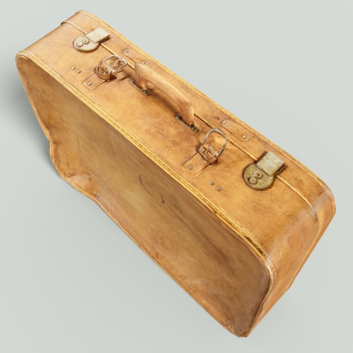 12 Vintage Suitcases Retro Valise Collection Low-poly 3D model_27