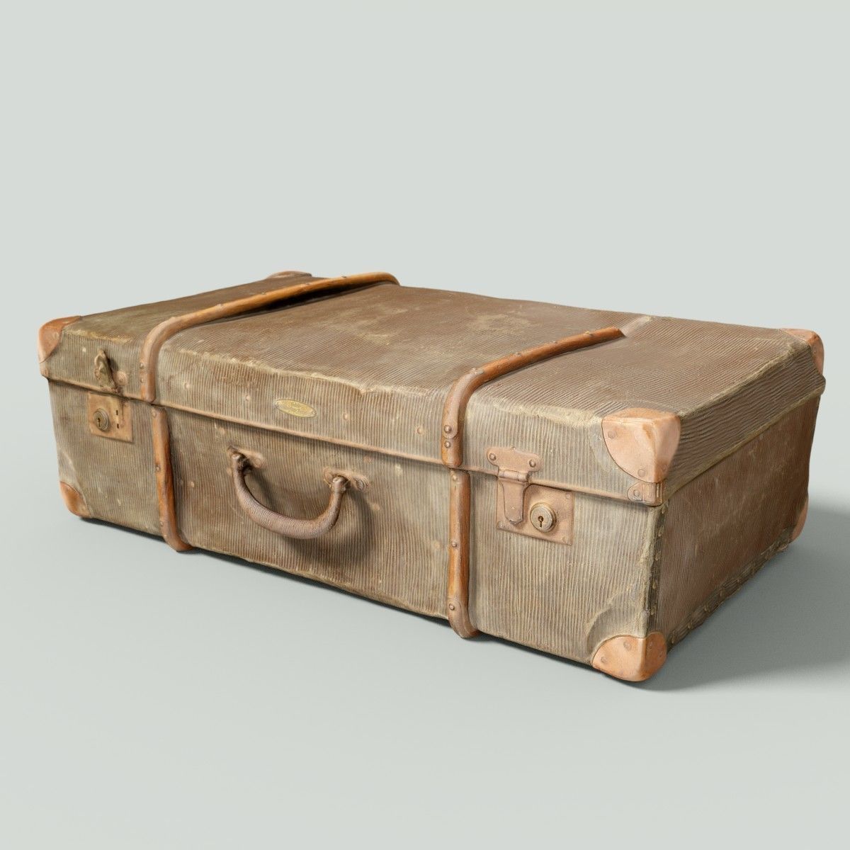 12 Vintage Suitcases Retro Valise Collection Low-poly 3D model_53