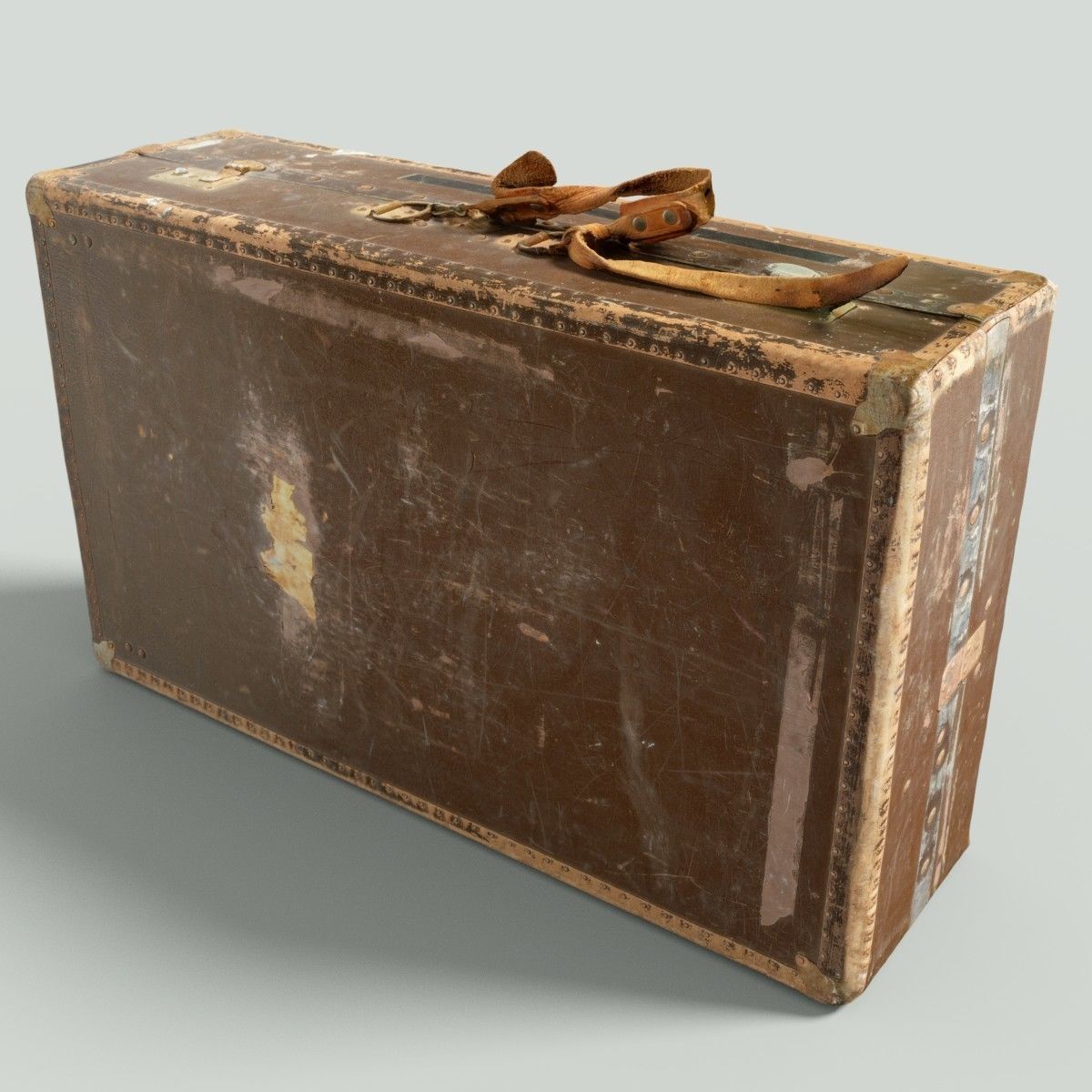 12 Vintage Suitcases Retro Valise Collection Low-poly 3D model_2