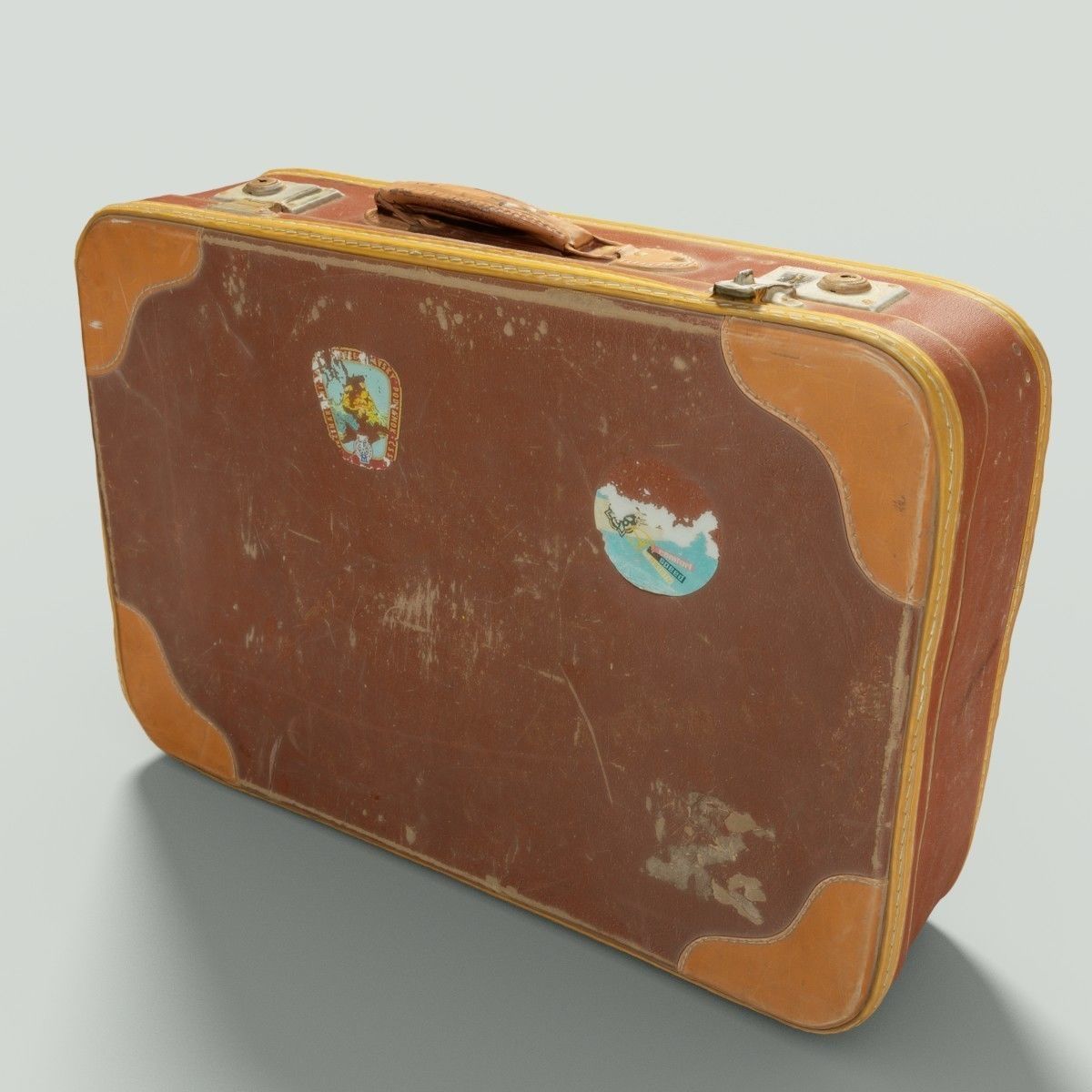 12 Vintage Suitcases Retro Valise Collection Low-poly 3D model_9