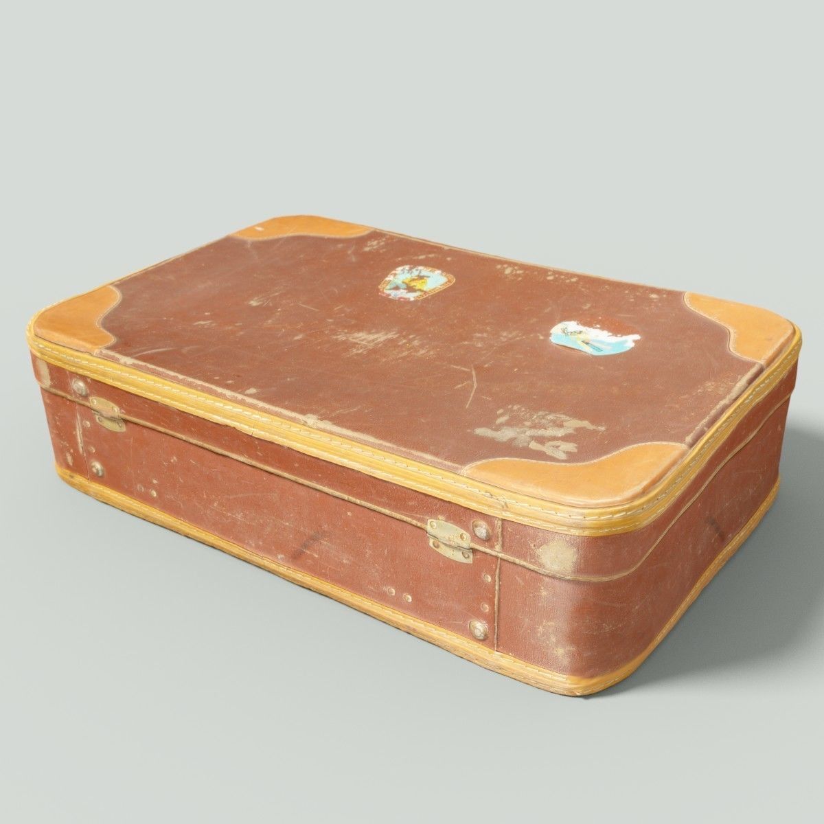 12 Vintage Suitcases Retro Valise Collection Low-poly 3D model_46