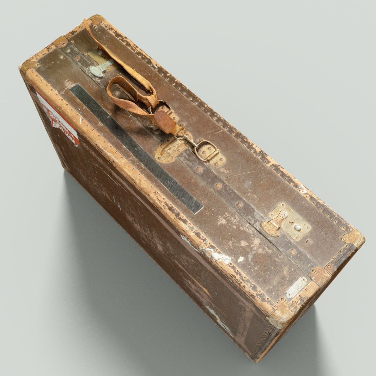 12 Vintage Suitcases Retro Valise Collection Low-poly 3D model_24