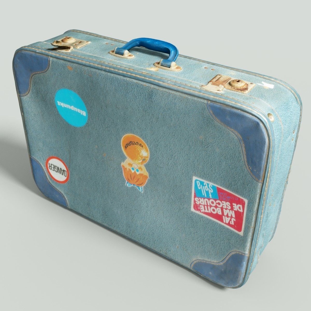 12 Vintage Suitcases Retro Valise Collection Low-poly 3D model_6