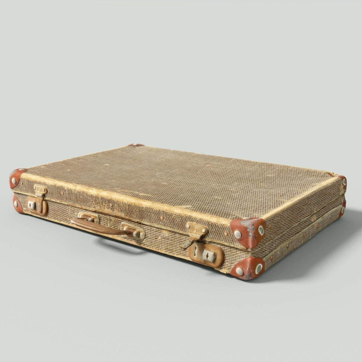 12 Vintage Suitcases Retro Valise Collection Low-poly 3D model_50