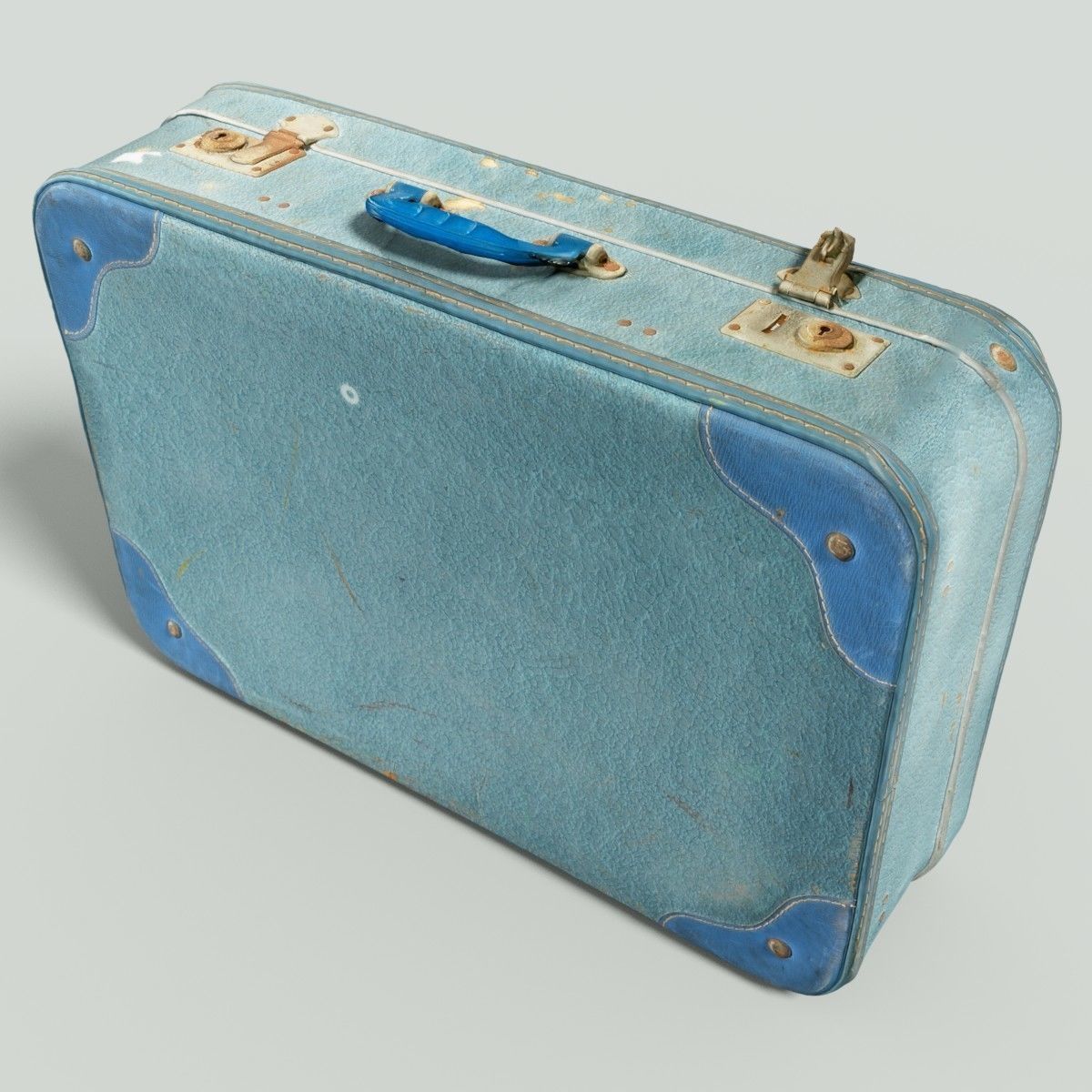 12 Vintage Suitcases Retro Valise Collection Low-poly 3D model_18