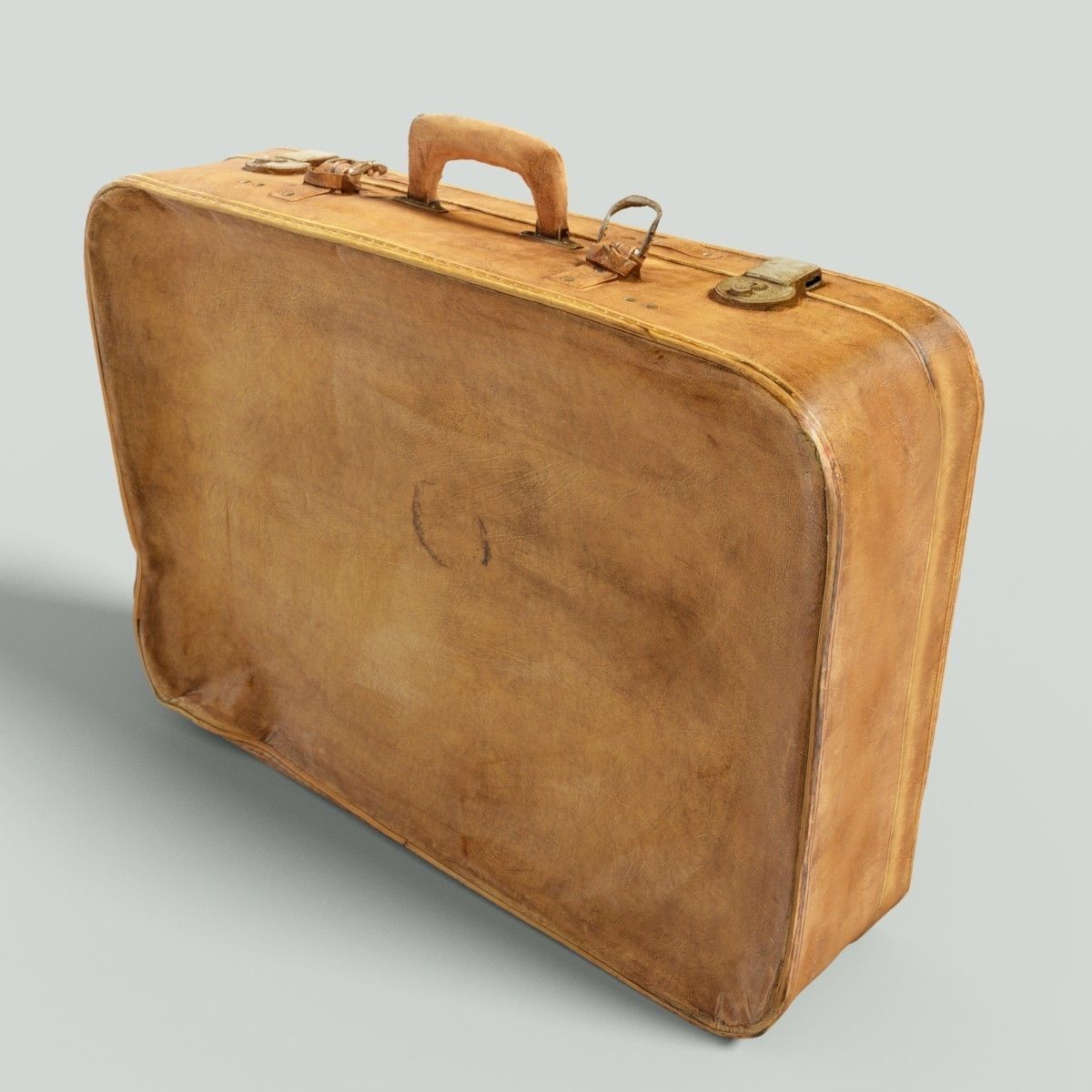 12 Vintage Suitcases Retro Valise Collection Low-poly 3D model_16