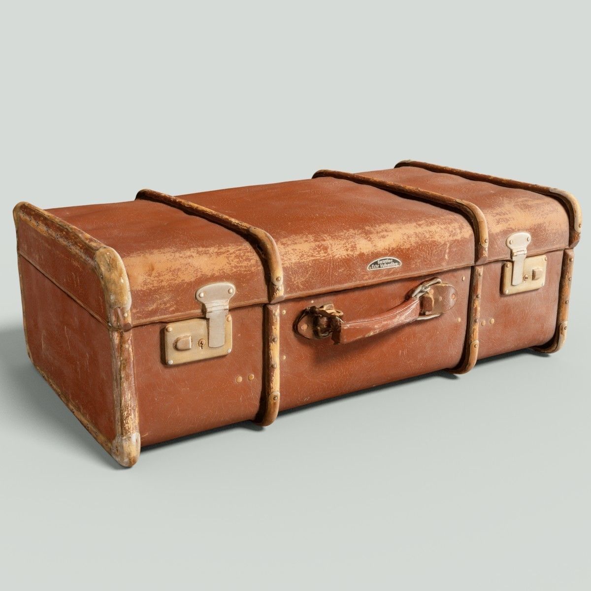 12 Vintage Suitcases Retro Valise Collection Low-poly 3D model_36