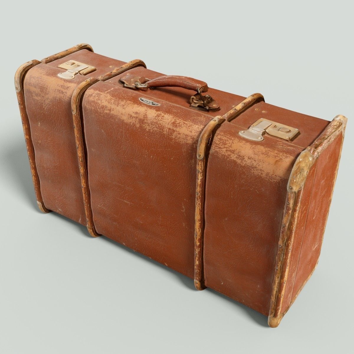 12 Vintage Suitcases Retro Valise Collection Low-poly 3D model_14