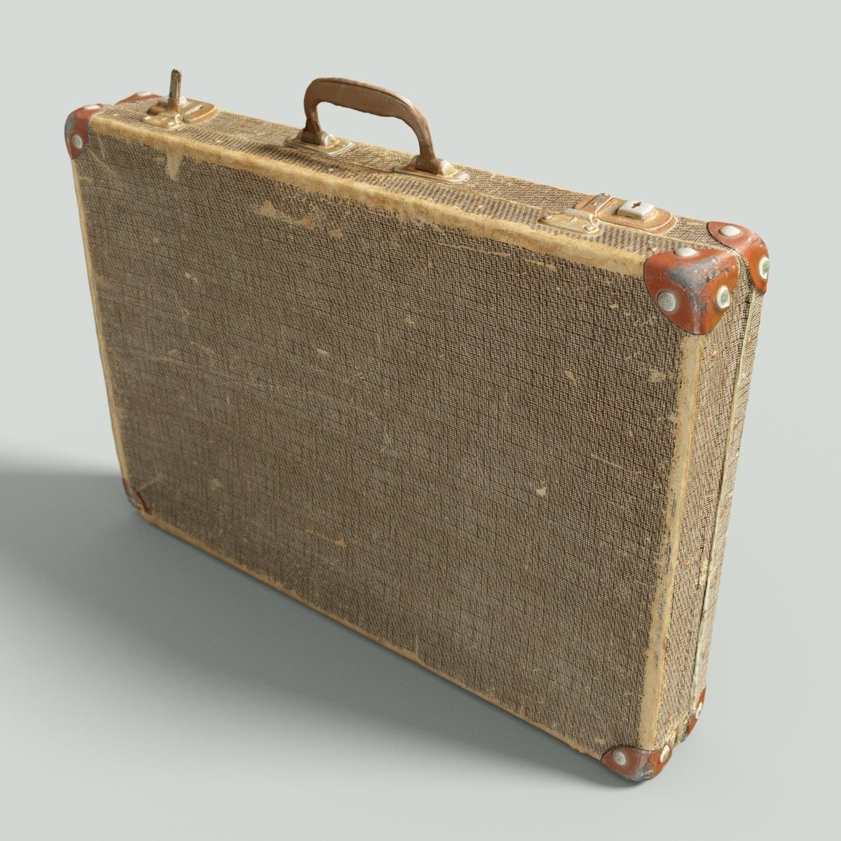 12 Vintage Suitcases Retro Valise Collection Low-poly 3D model_4