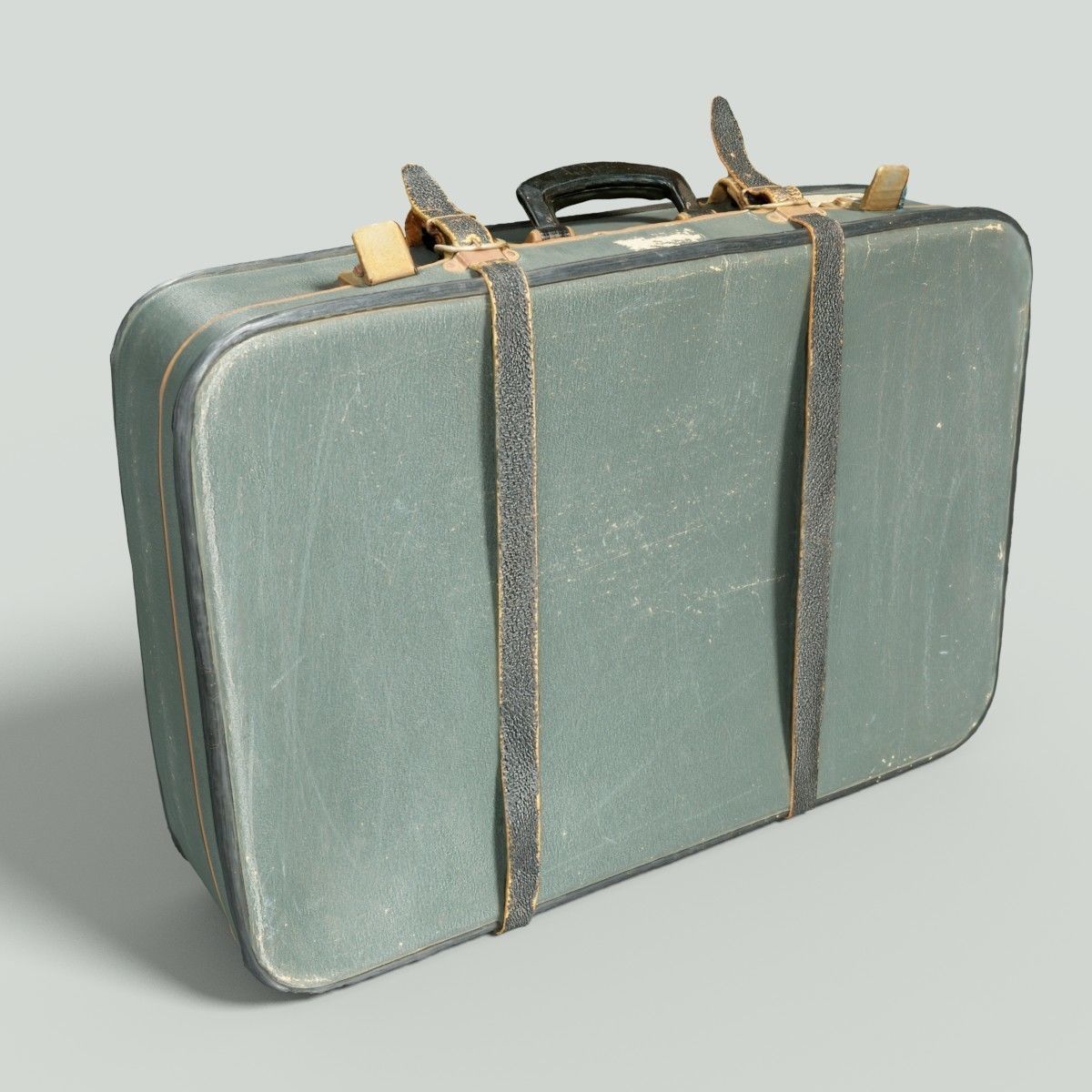 12 Vintage Suitcases Retro Valise Collection Low-poly 3D model_8