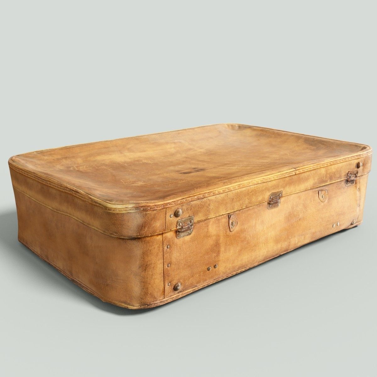 12 Vintage Suitcases Retro Valise Collection Low-poly 3D model_38