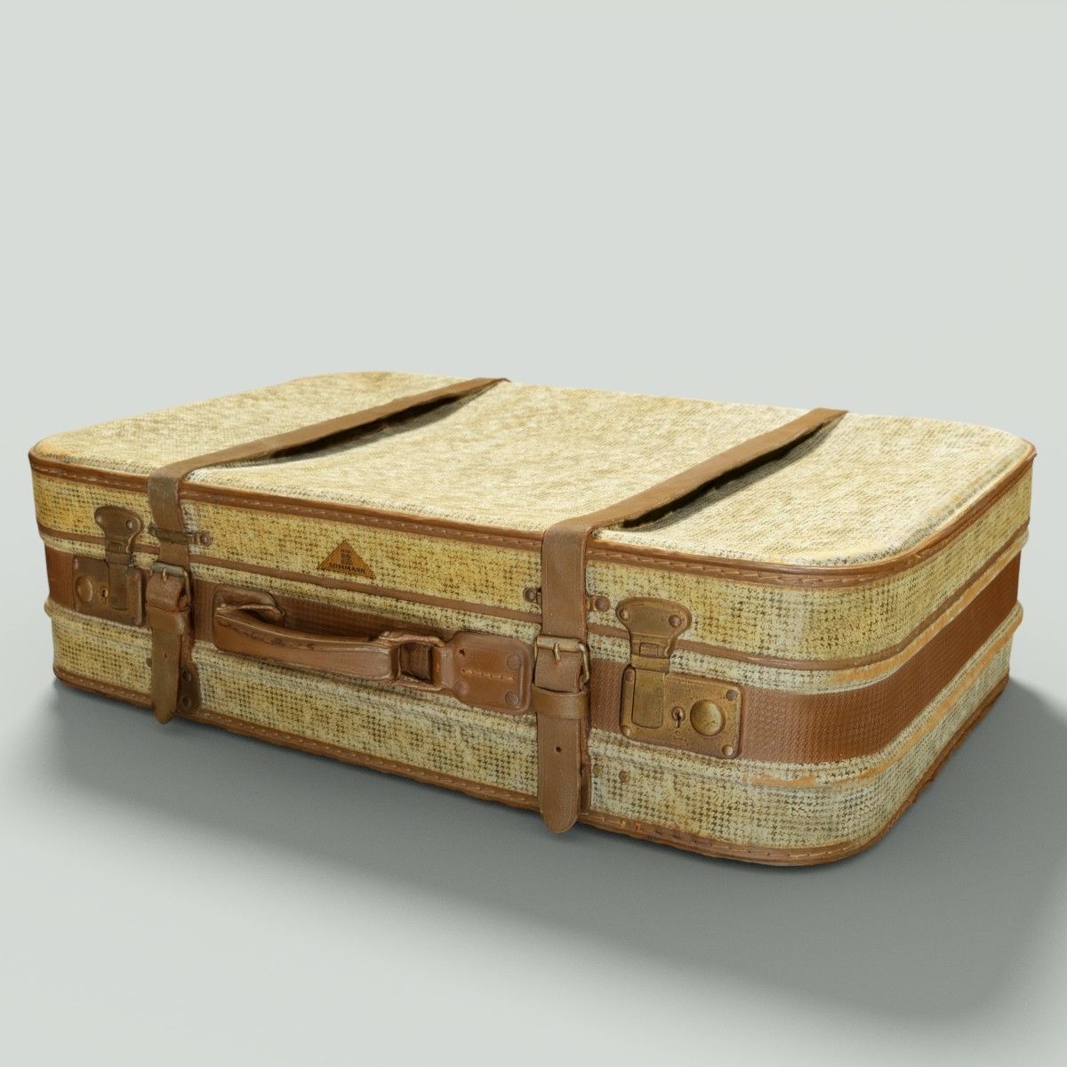 12 Vintage Suitcases Retro Valise Collection Low-poly 3D model_45