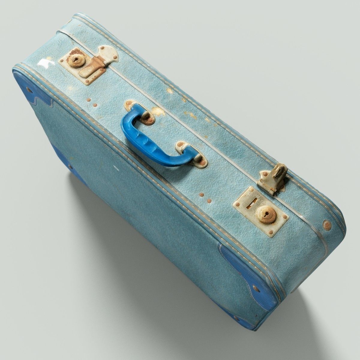 12 Vintage Suitcases Retro Valise Collection Low-poly 3D model_32