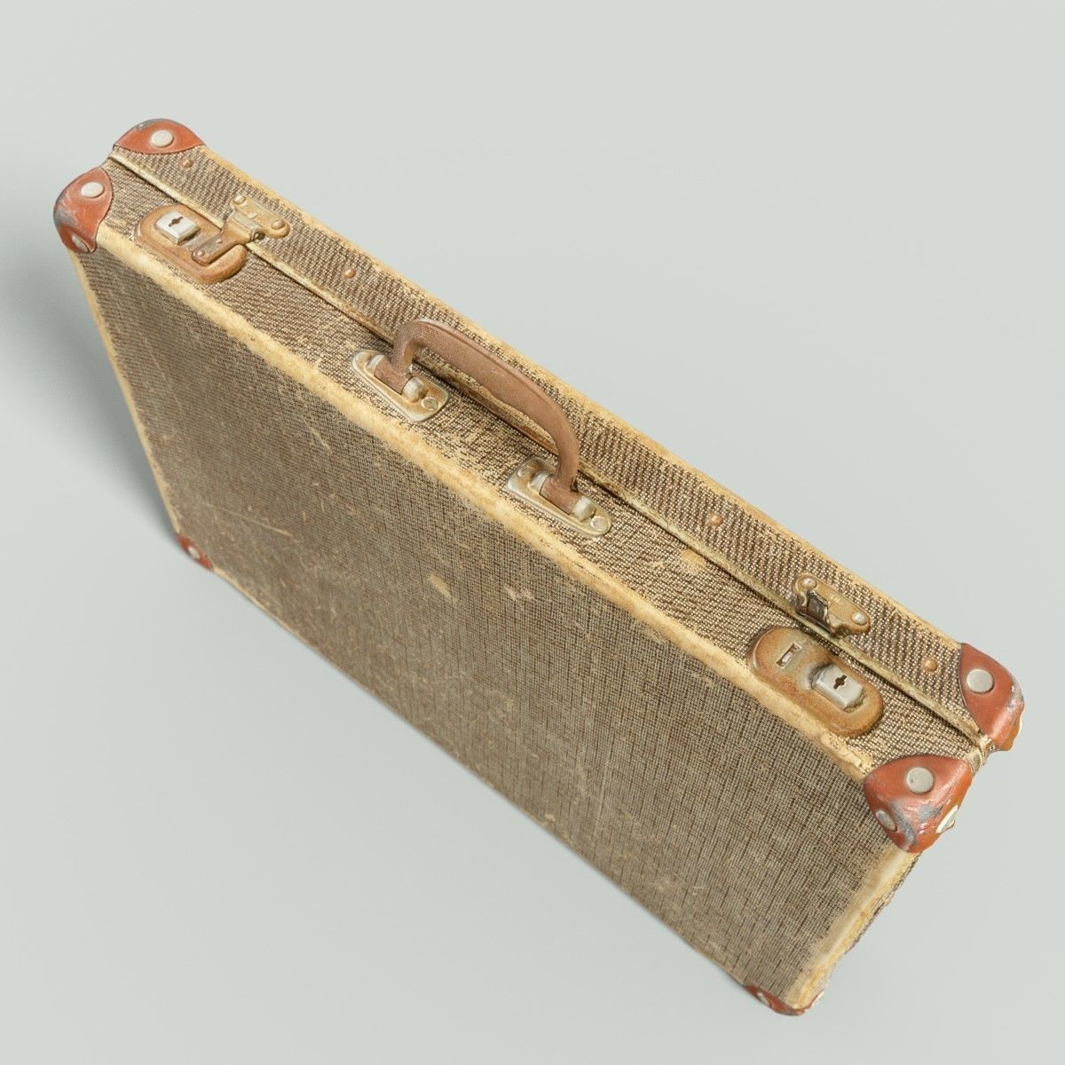 12 Vintage Suitcases Retro Valise Collection Low-poly 3D model_26