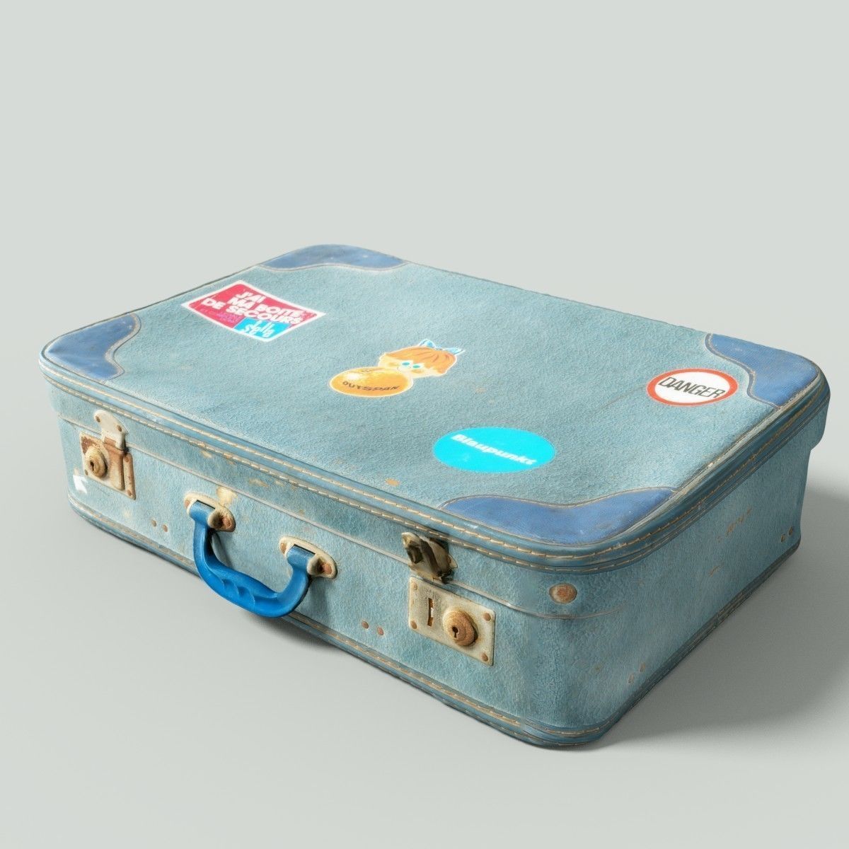 12 Vintage Suitcases Retro Valise Collection Low-poly 3D model_52