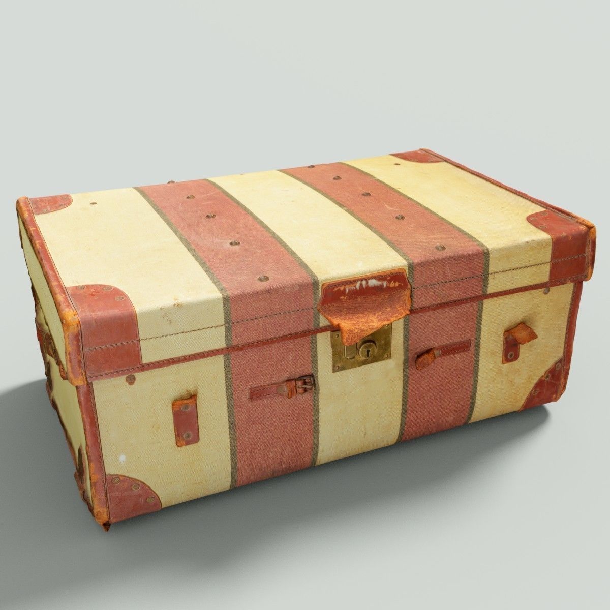 12 Vintage Suitcases Retro Valise Collection Low-poly 3D model_1