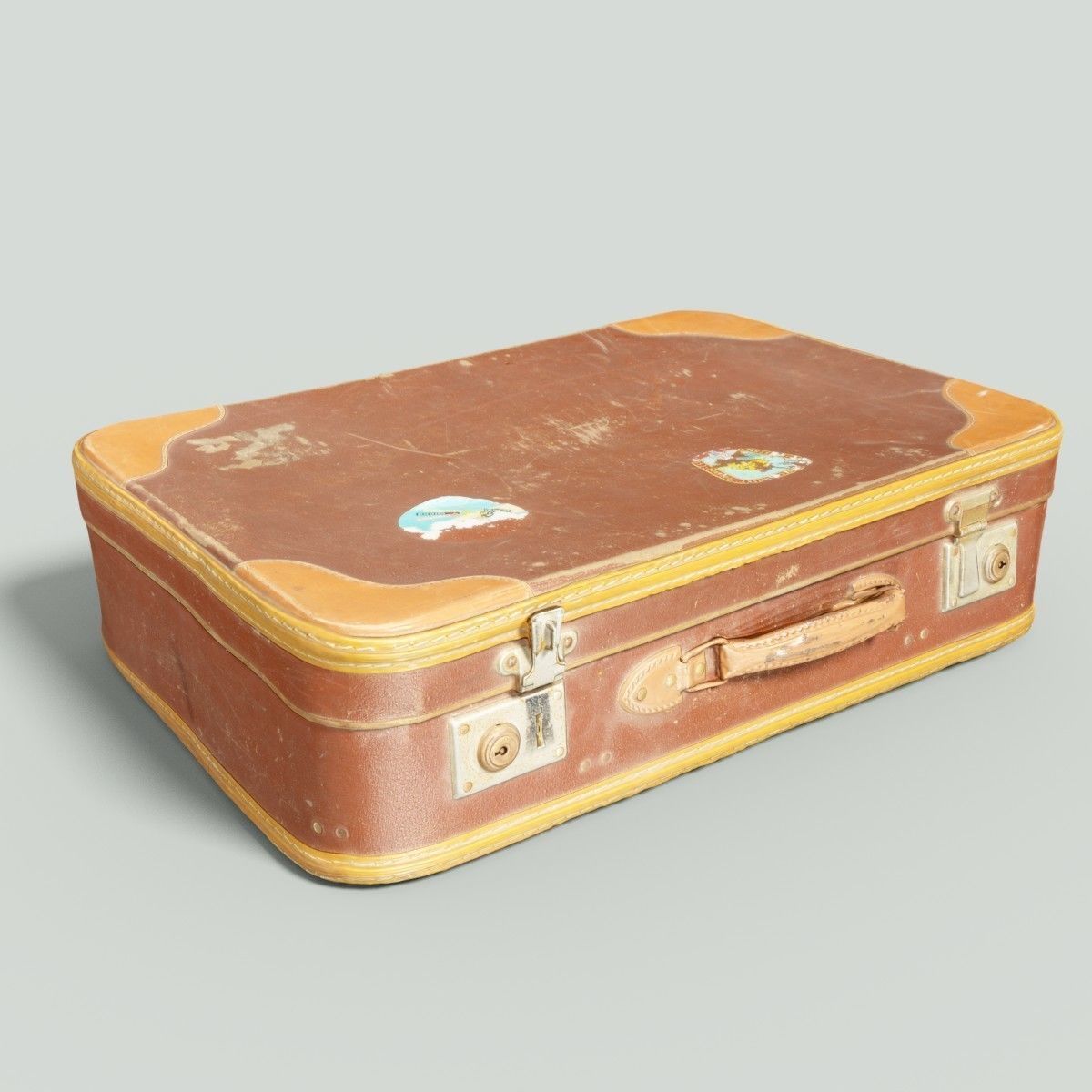 12 Vintage Suitcases Retro Valise Collection Low-poly 3D model_30