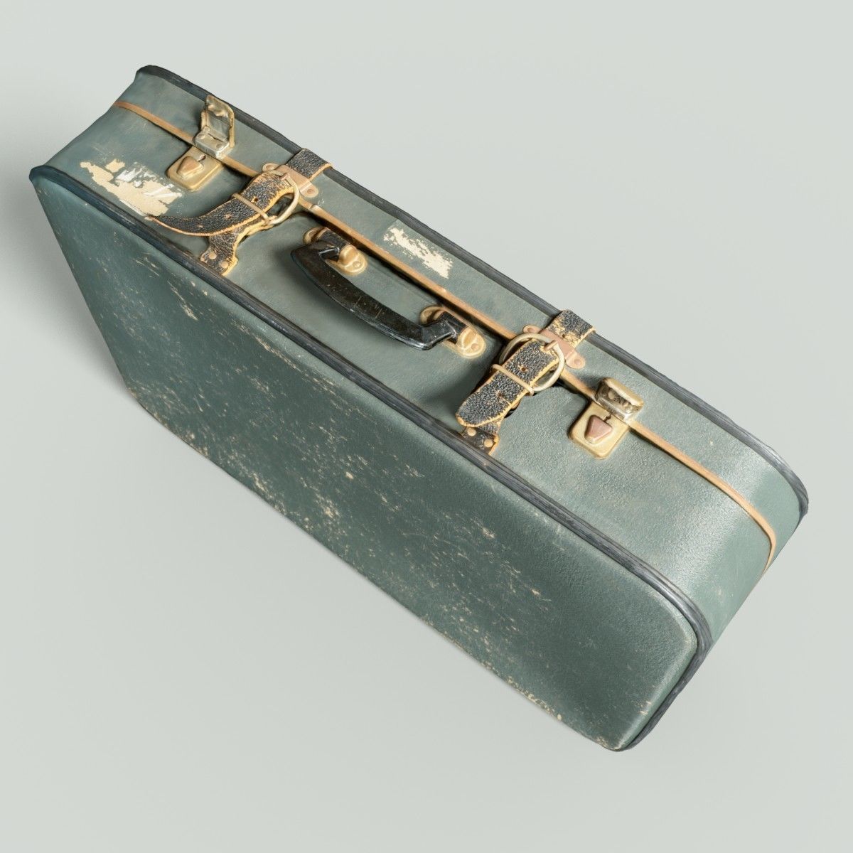 12 Vintage Suitcases Retro Valise Collection Low-poly 3D model_29