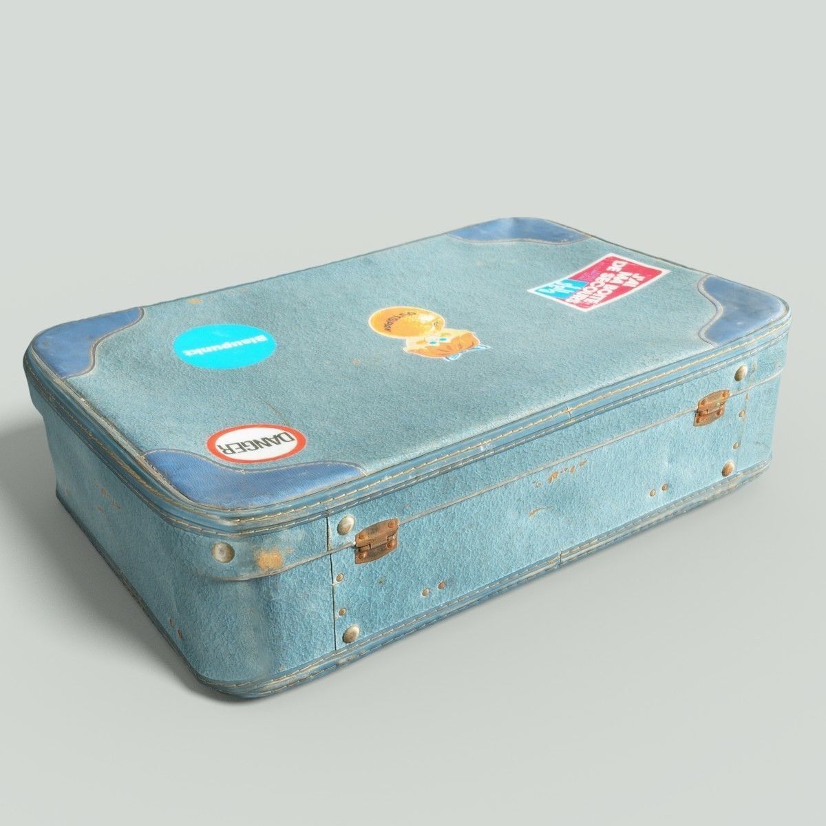 12 Vintage Suitcases Retro Valise Collection Low-poly 3D model_41