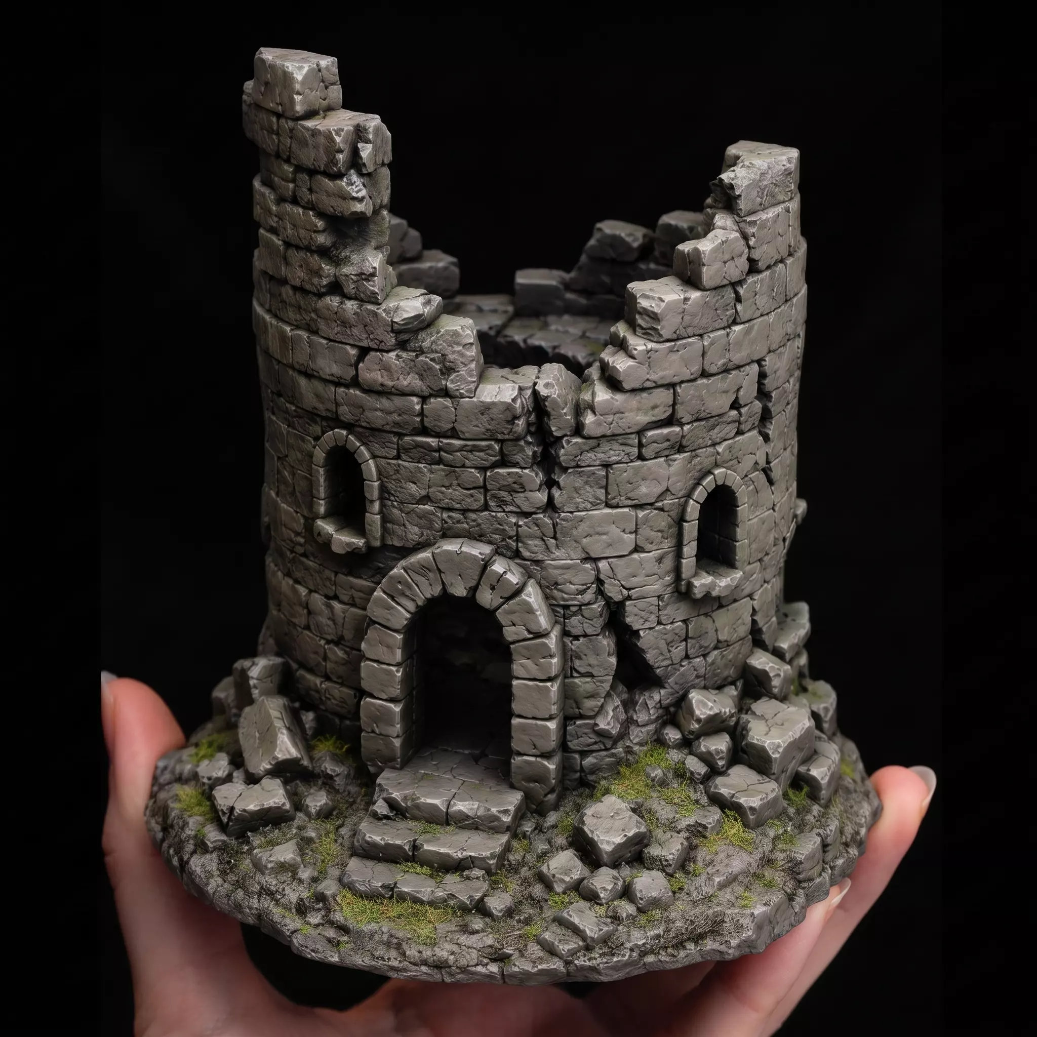 Ruined Stone Tower RPG Tabletop Terrain Ancient Fortress Ruin Sc 3D print model