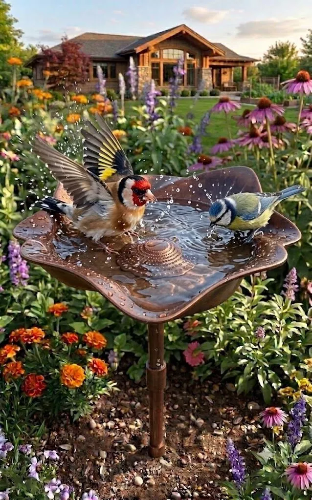 Flower Bee Watering Station STL Bird Bath 10m 3D print model