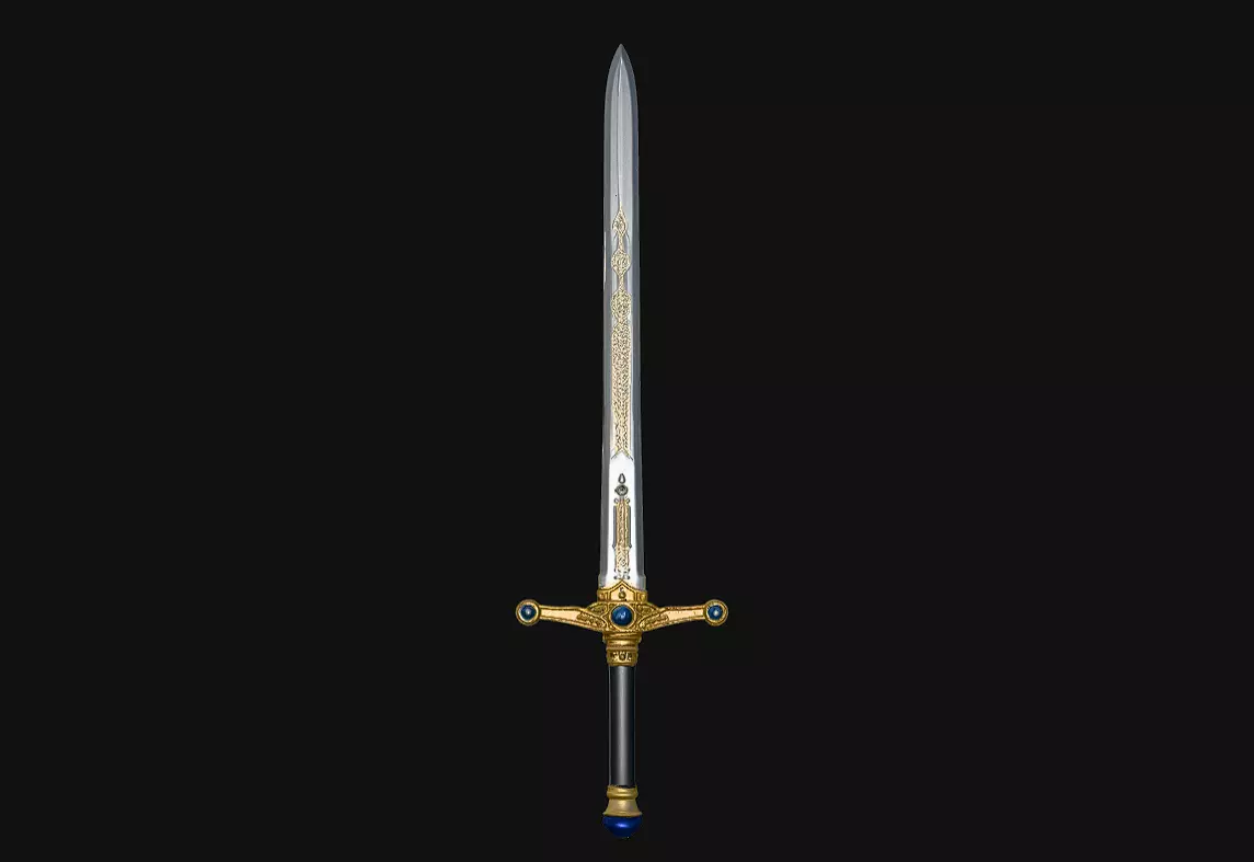 Steel gold Sword for your STL OBJ GLB and IMG Project 3D print model