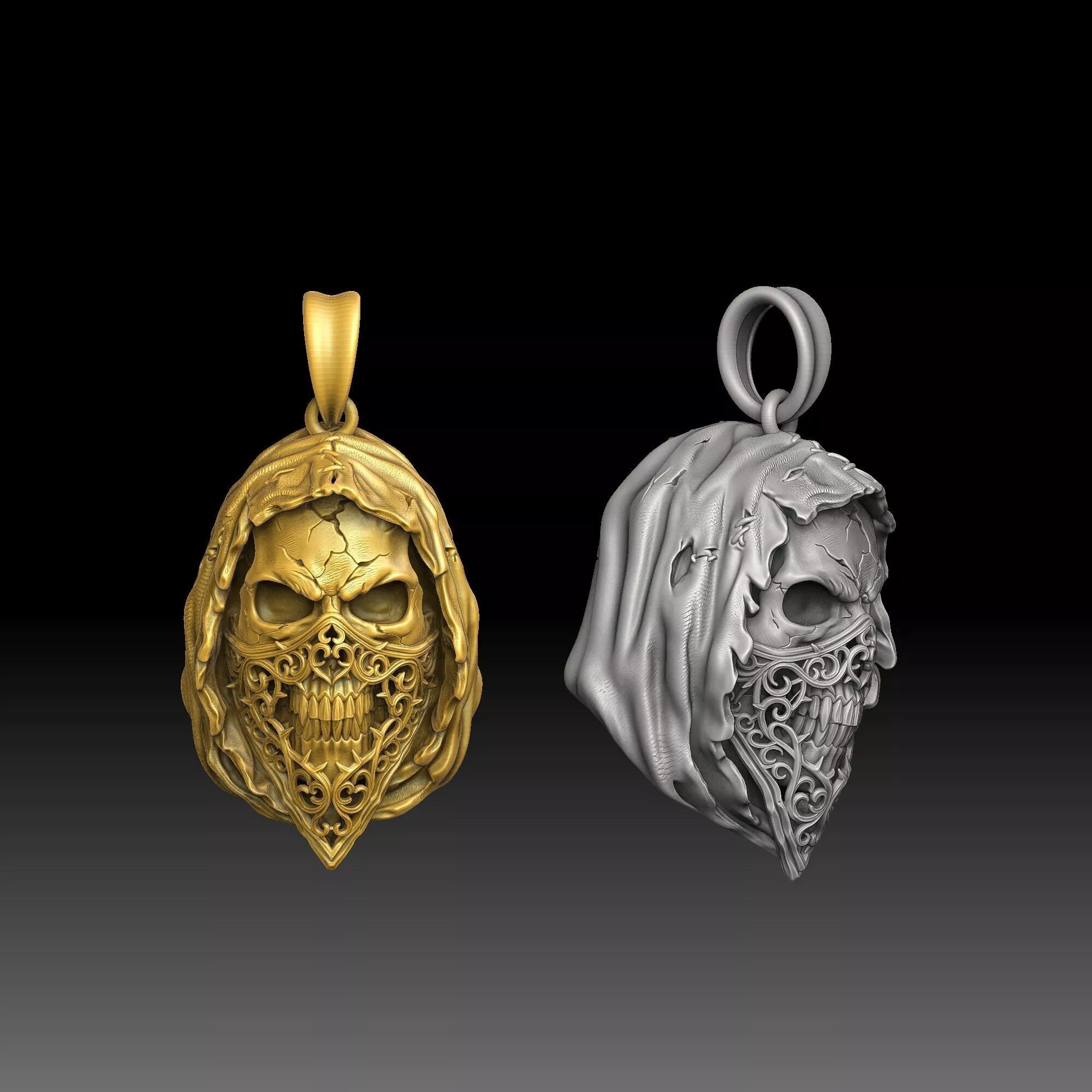 Masked Skull Designs - one inch pendant 3D print model