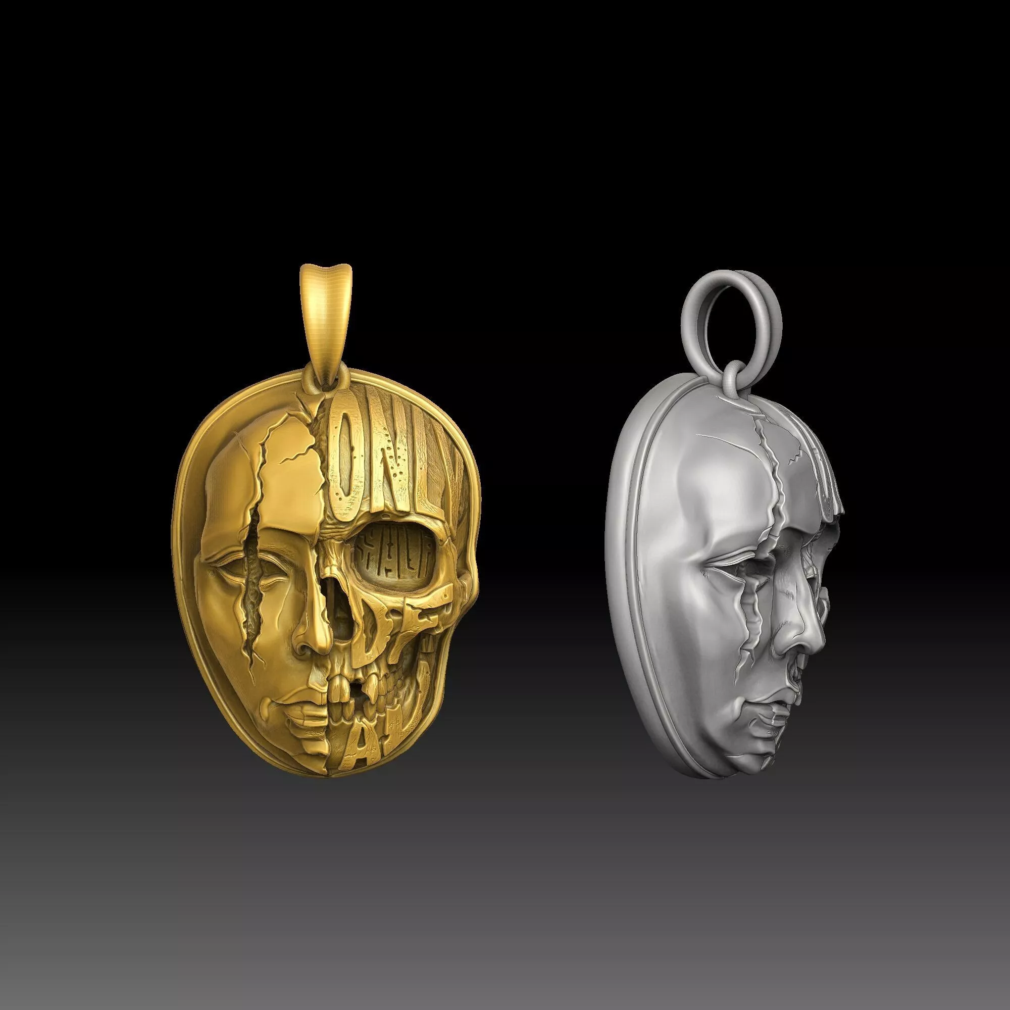 Masked Skull Designs - one inch pendant 3D print model