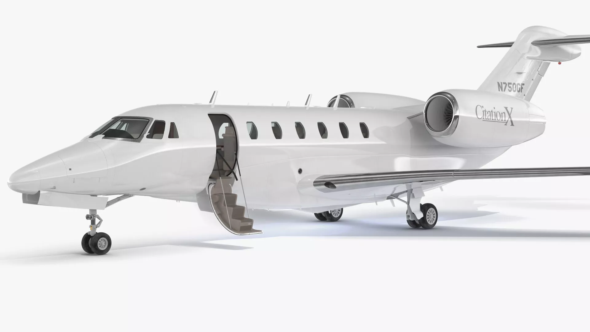 Private Jet Cessna Citation X with Luxury Interior Rigged 3D model