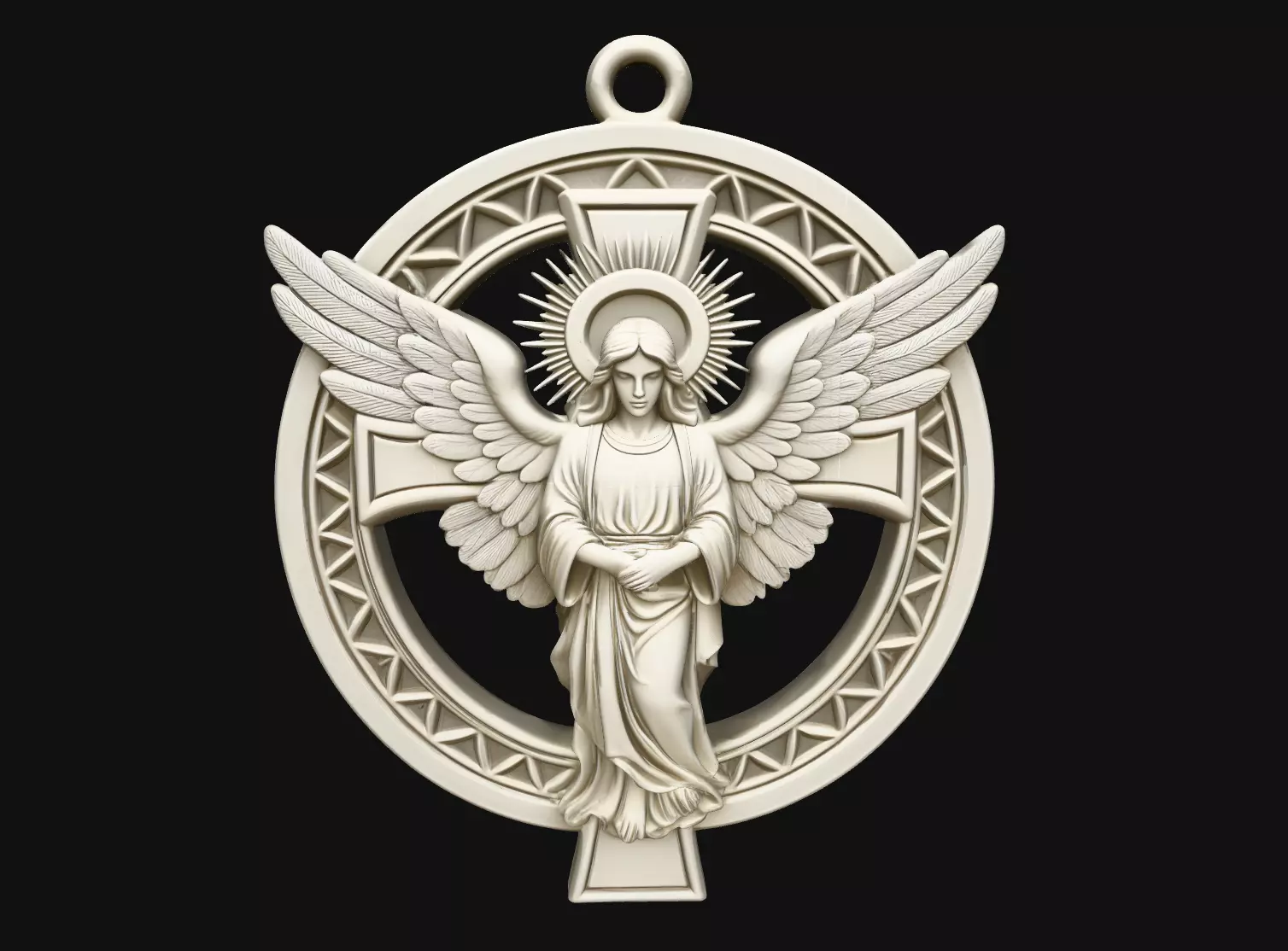 Premium Guardian Angel Cross Jewelry Pendant STL Print Model 3D print model
