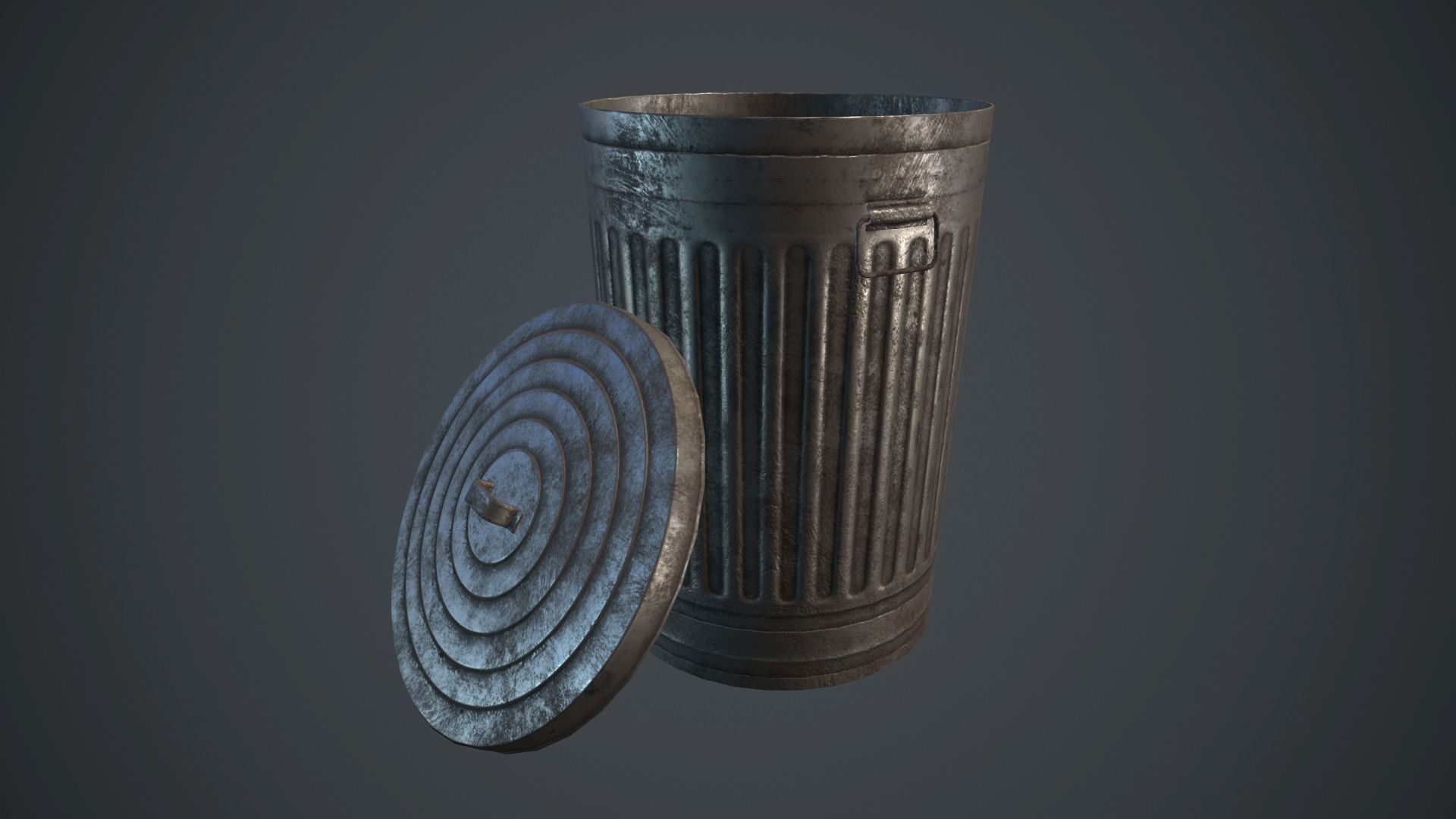 Trash Can PBR Game Ready Low-poly 3D model_3