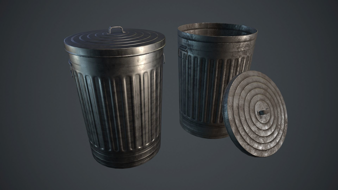 Trash Can PBR Game Ready Low-poly 3D model