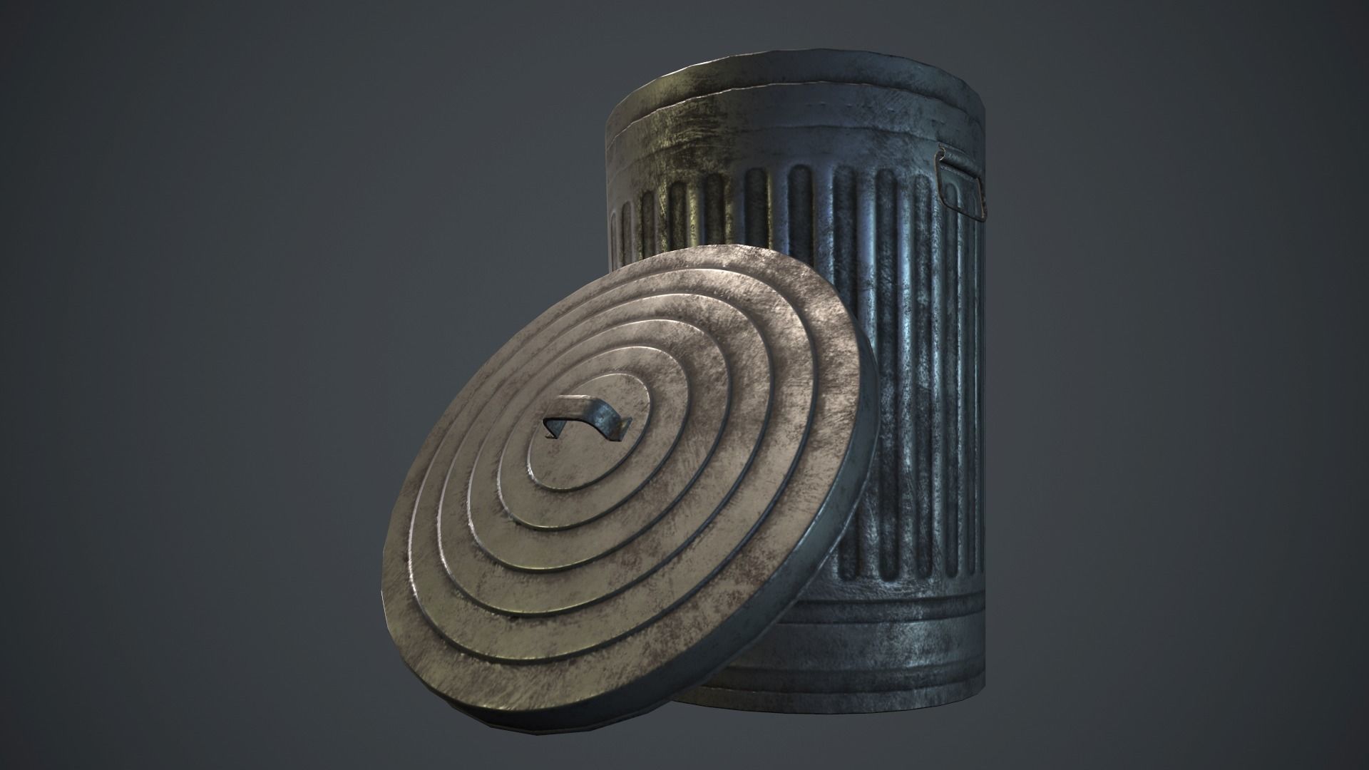 Trash Can PBR Game Ready Low-poly 3D model_5