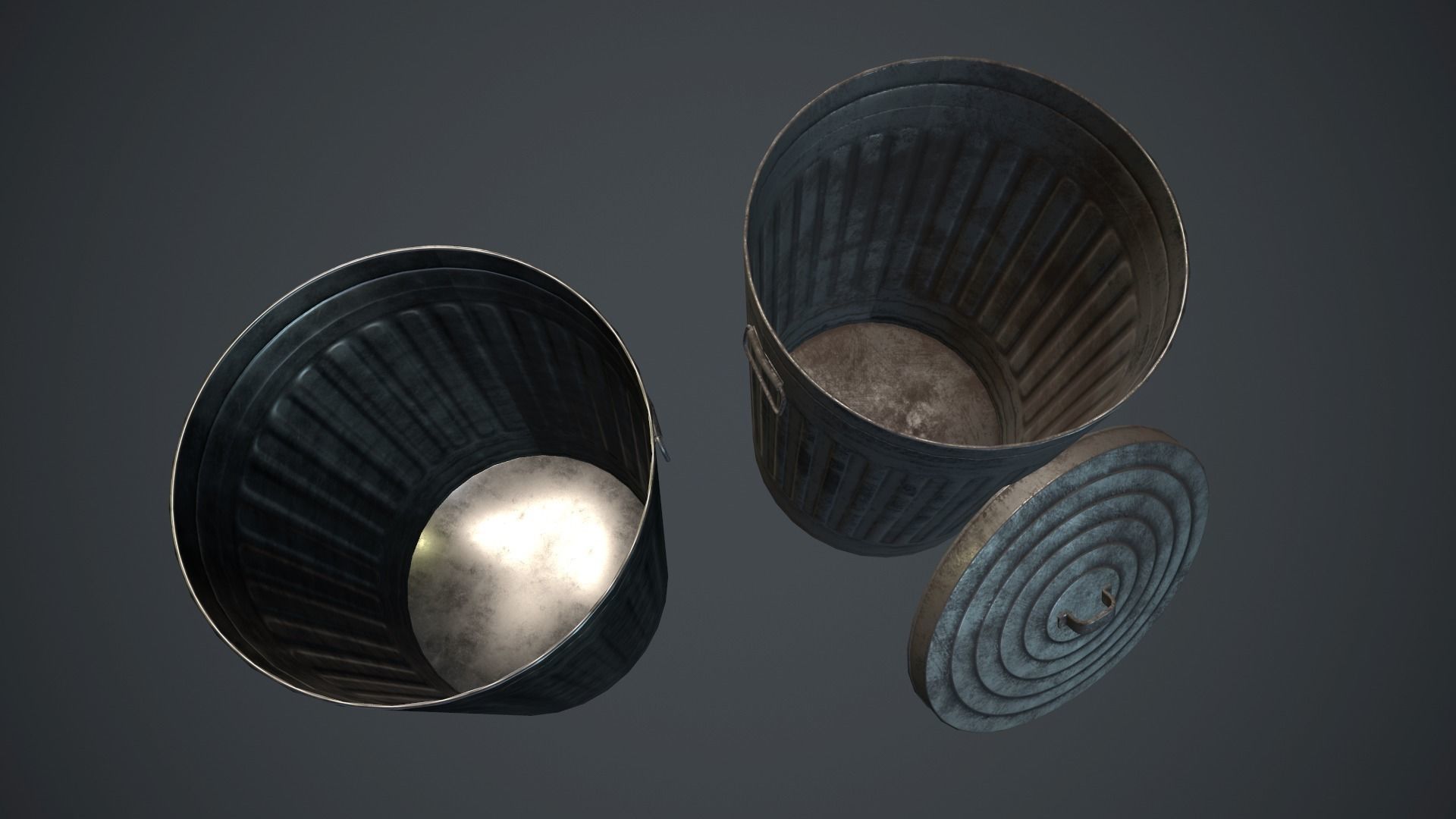 Trash Can PBR Game Ready Low-poly 3D model_7