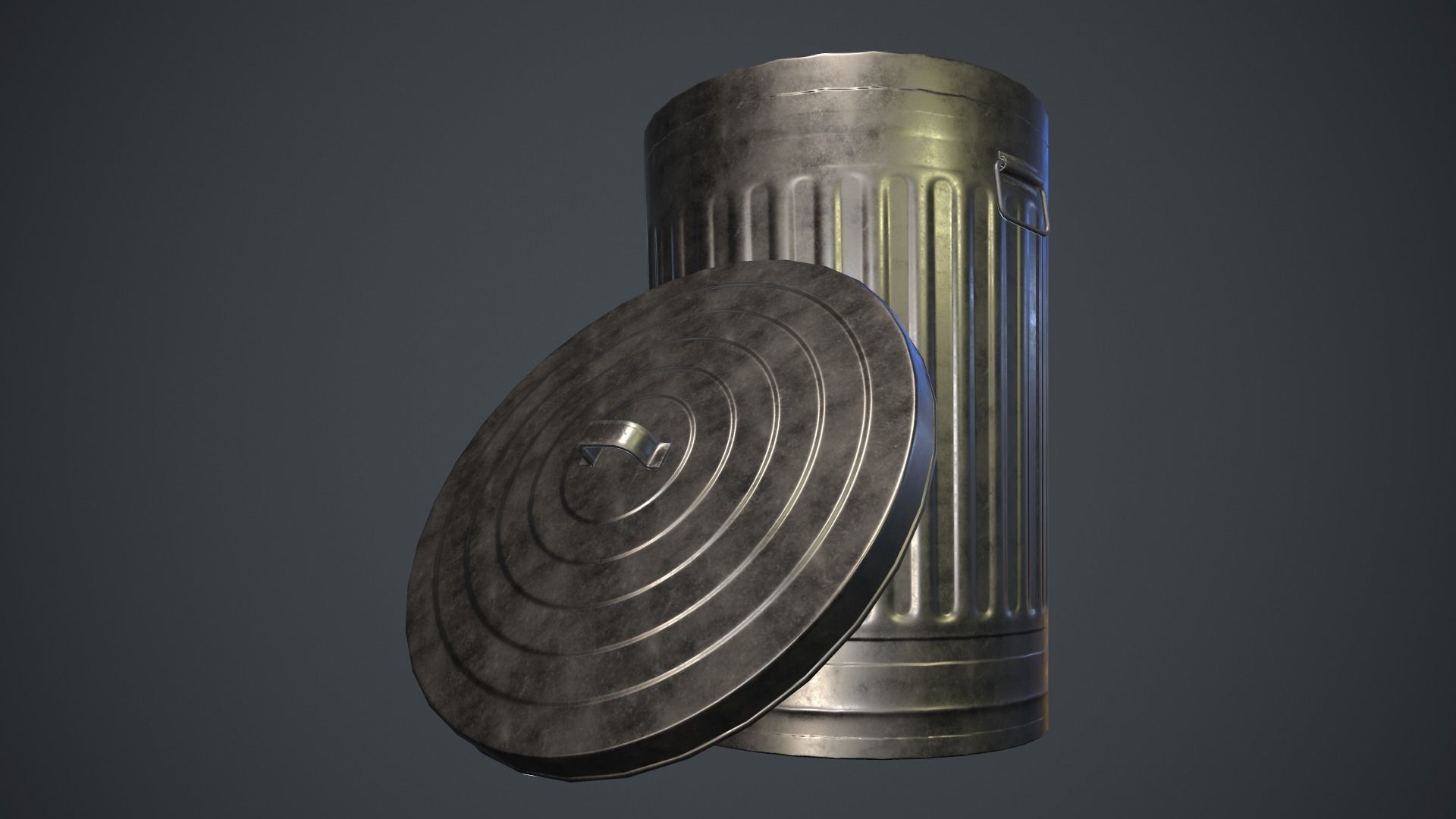Trash Can PBR Game Ready Low-poly 3D model_4