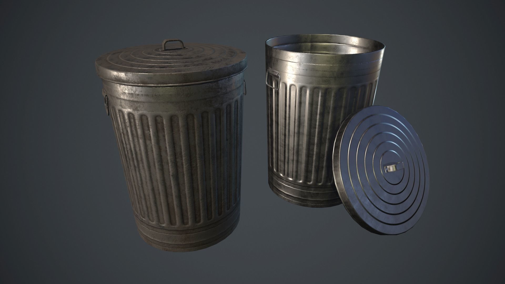 Trash Can PBR Game Ready Low-poly 3D model_1