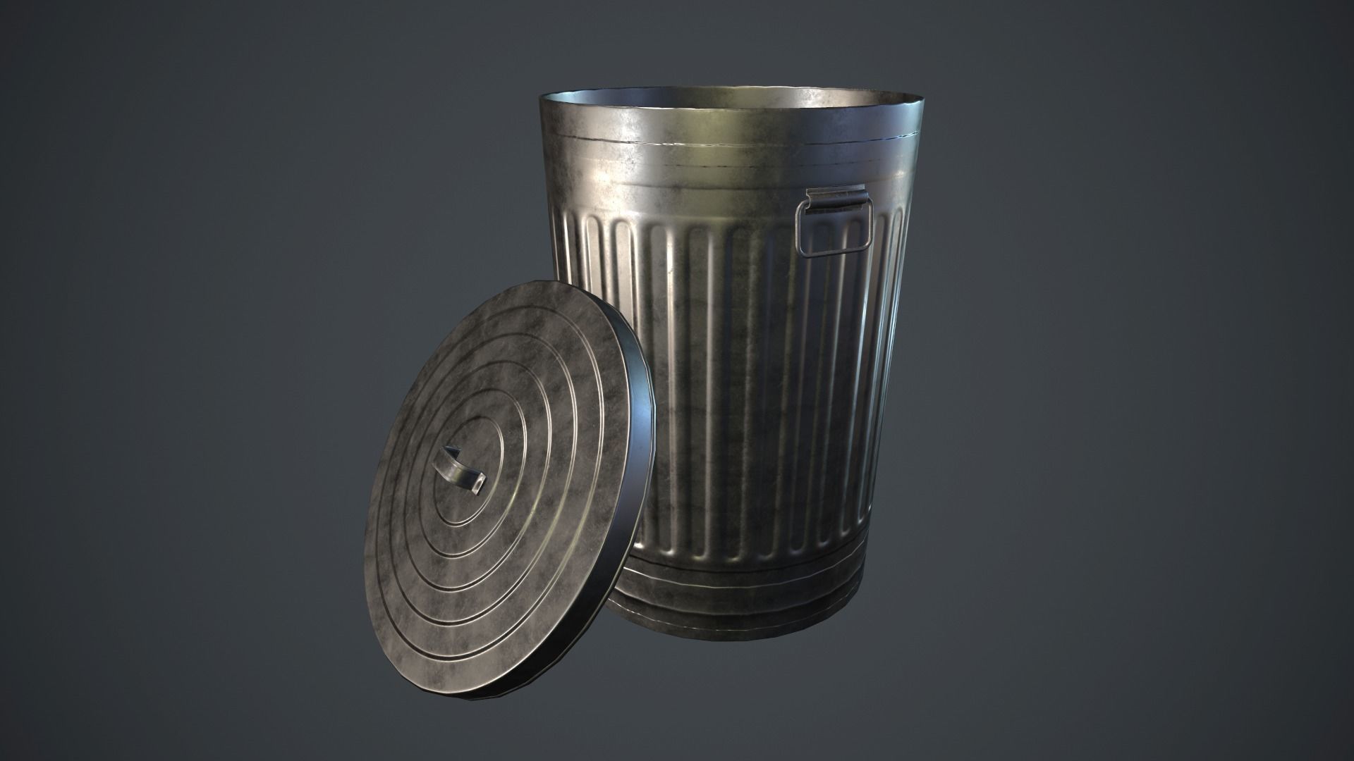 Trash Can PBR Game Ready Low-poly 3D model_2