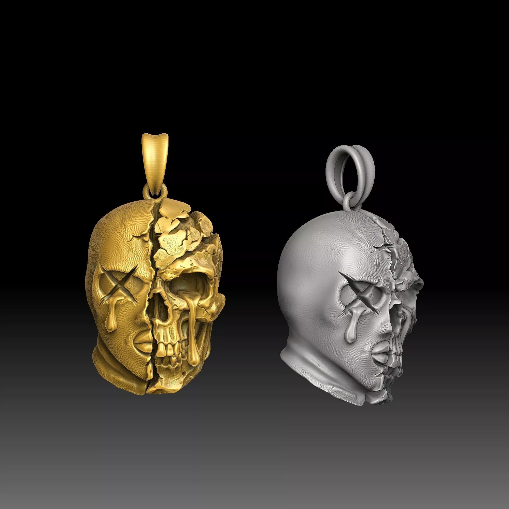 Masked Skull Designs - one inch pendant 3D print model
