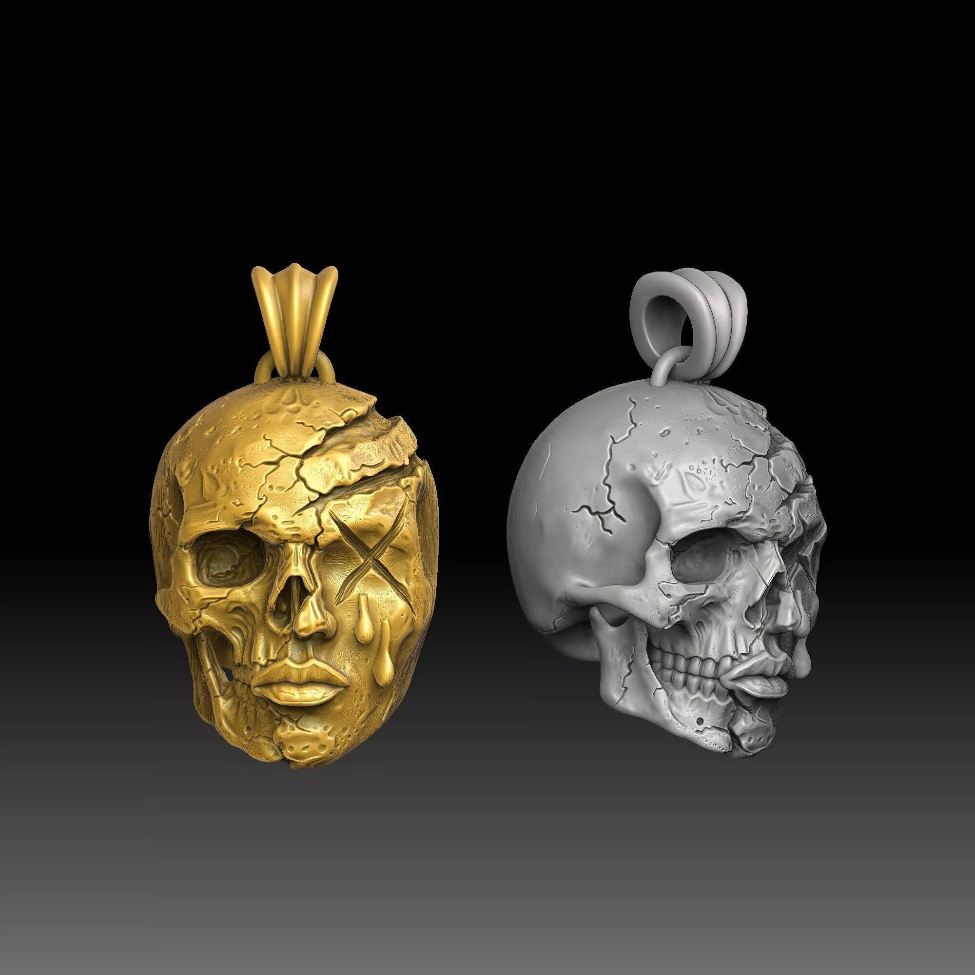 Masked Skull Designs - one inch pendant 3D print model