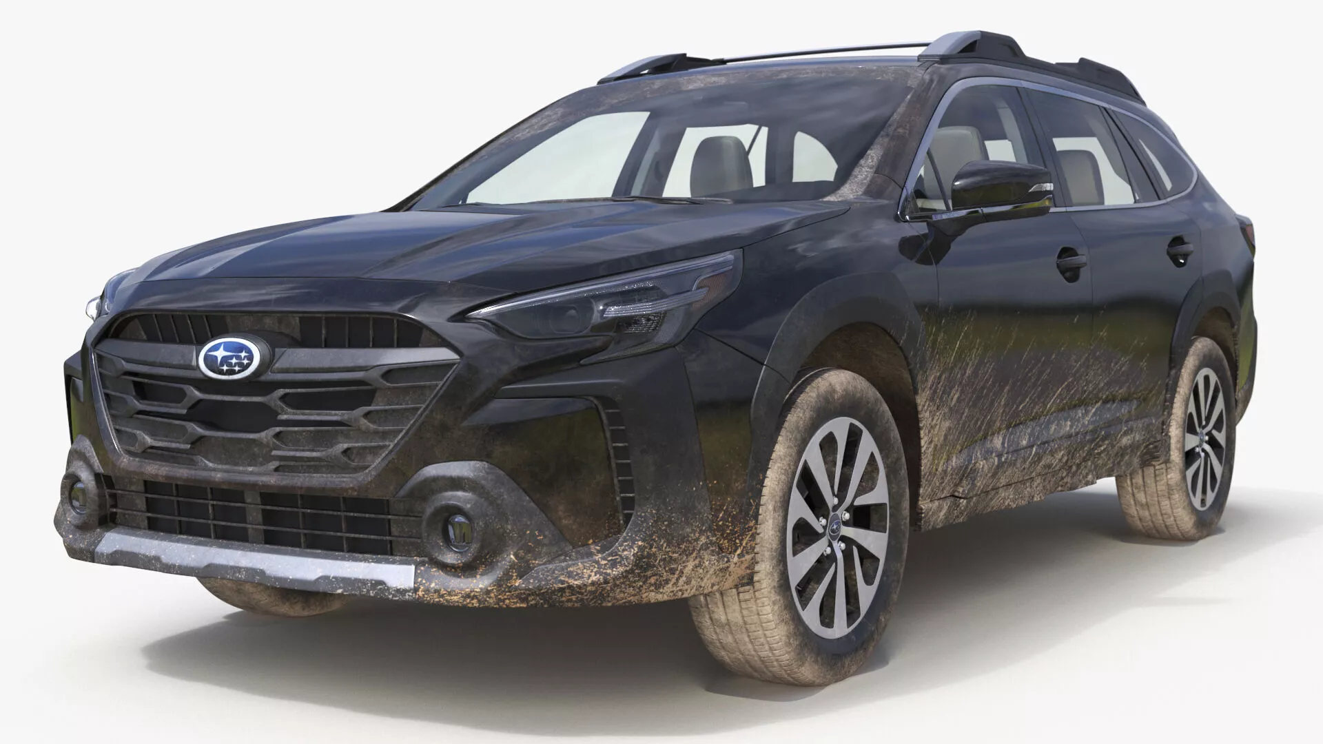 Suv Subaru Outback 2025 Black Dirty Simplified 3D model