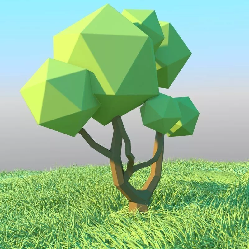Cute Low Poly Geometric Tree 3D Model Low-poly 3D model